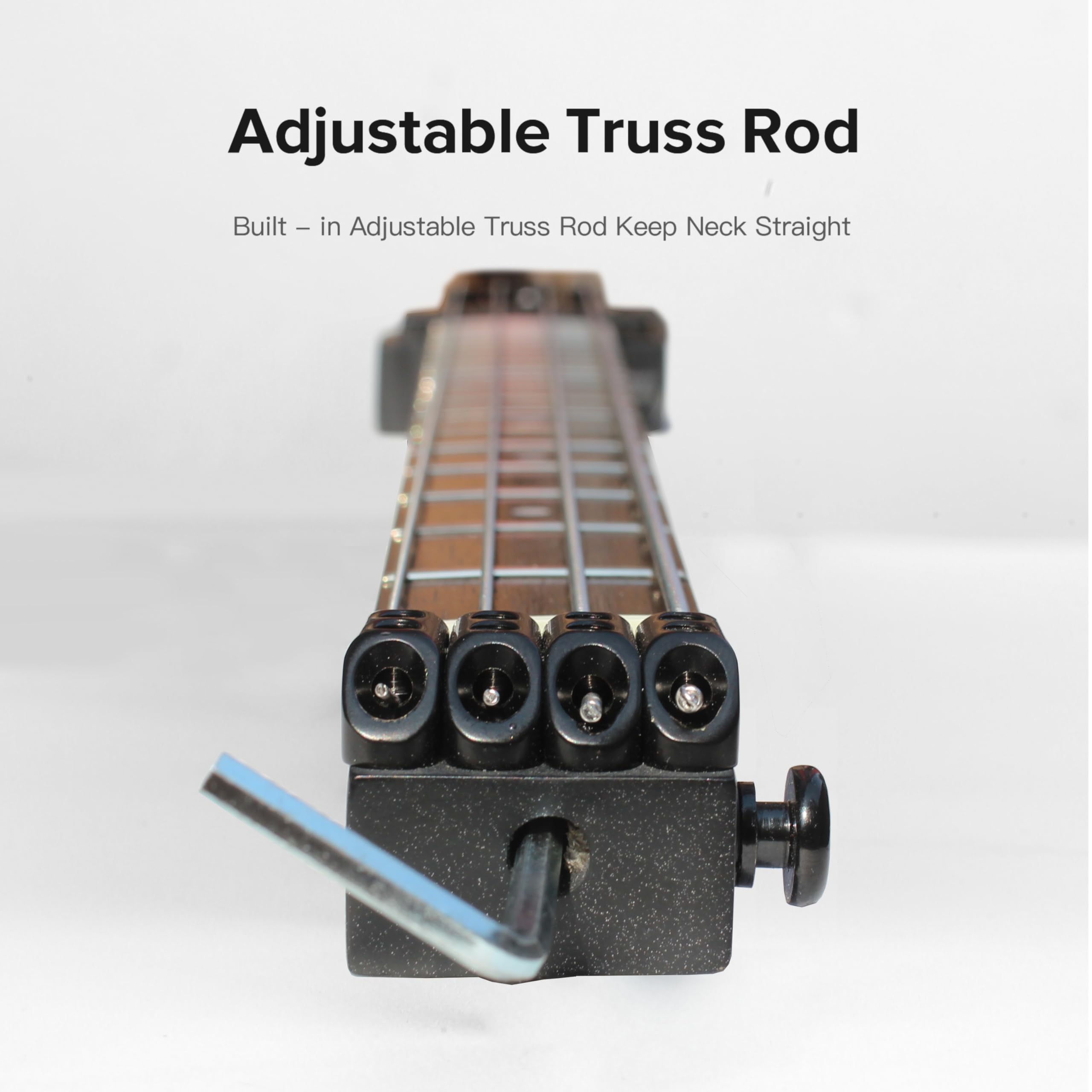 Headless 4-String Electric Bass Guitar with Gig Bag, Truss Rod & Cable - Perfect for Travel, Practice & Live Performances
