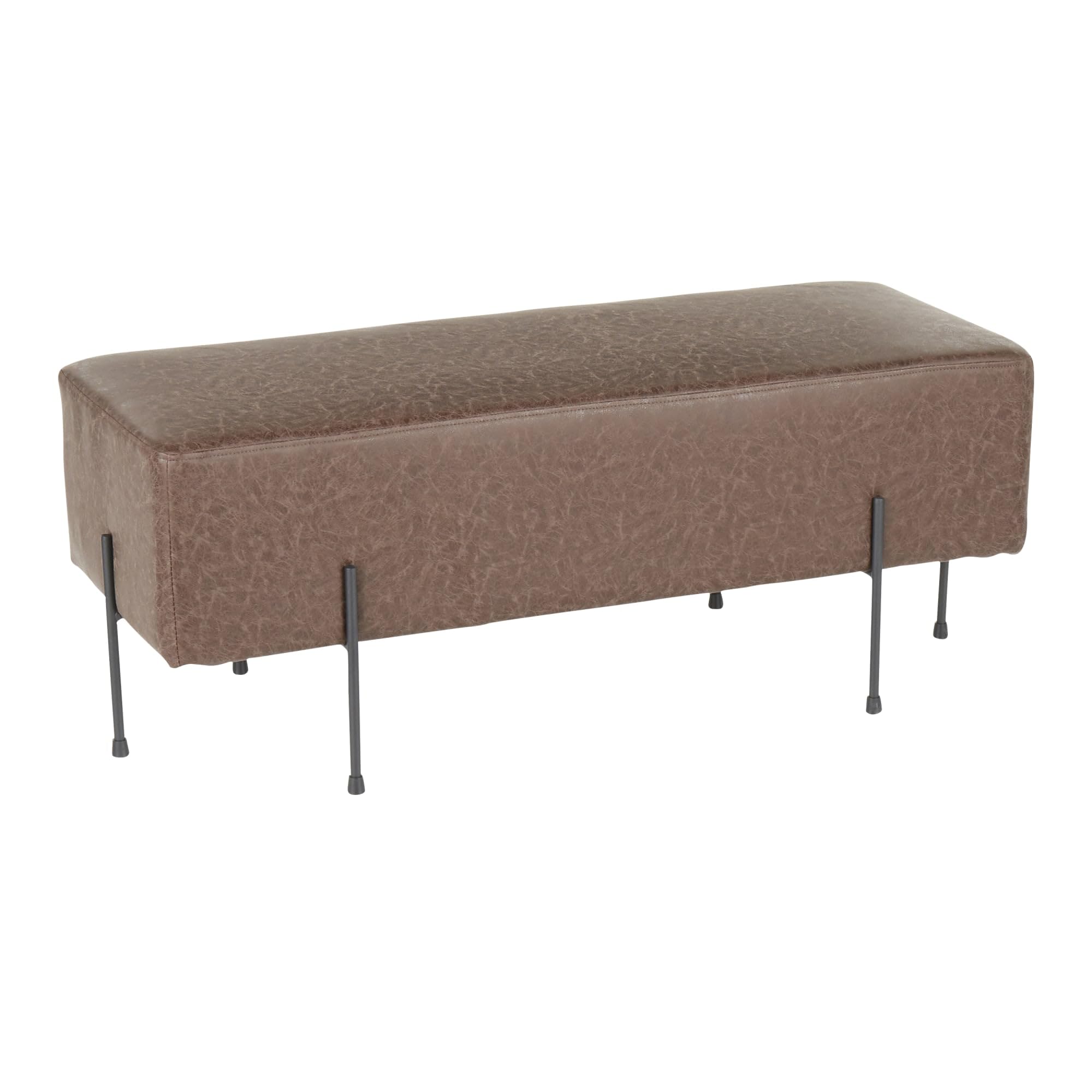 LumiSource Daniella Bench - Faux Leather Upholstered Entryway, Bedroom & Dining Bench - Stylish Seating for Home Decor & Small Spaces