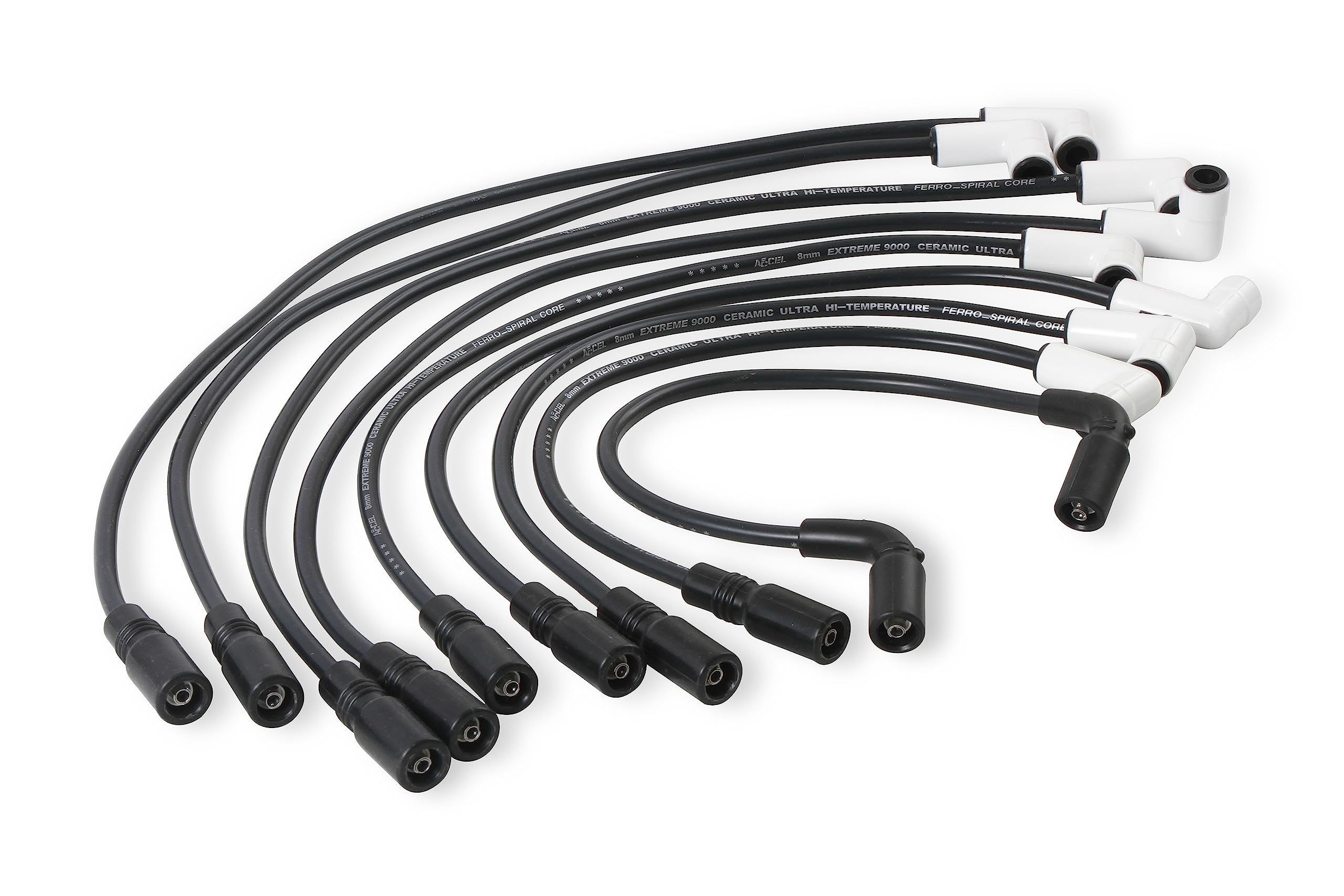 ACCEL 9042C Extreme 9000 High Performance Spark Plug Wire Set with Ceramic Boot - Compatible with Ford, Chevy, Dodge - Perfect for Racing, Off-Road & Daily Driving