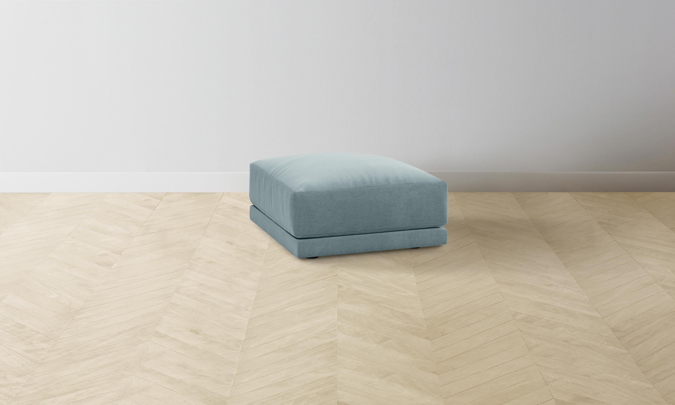The Jones Ottoman - Premium Mohair Slate Blue Footrest Pouf for Living Room, Bedroom & Office | Cozy Home Decor Accent