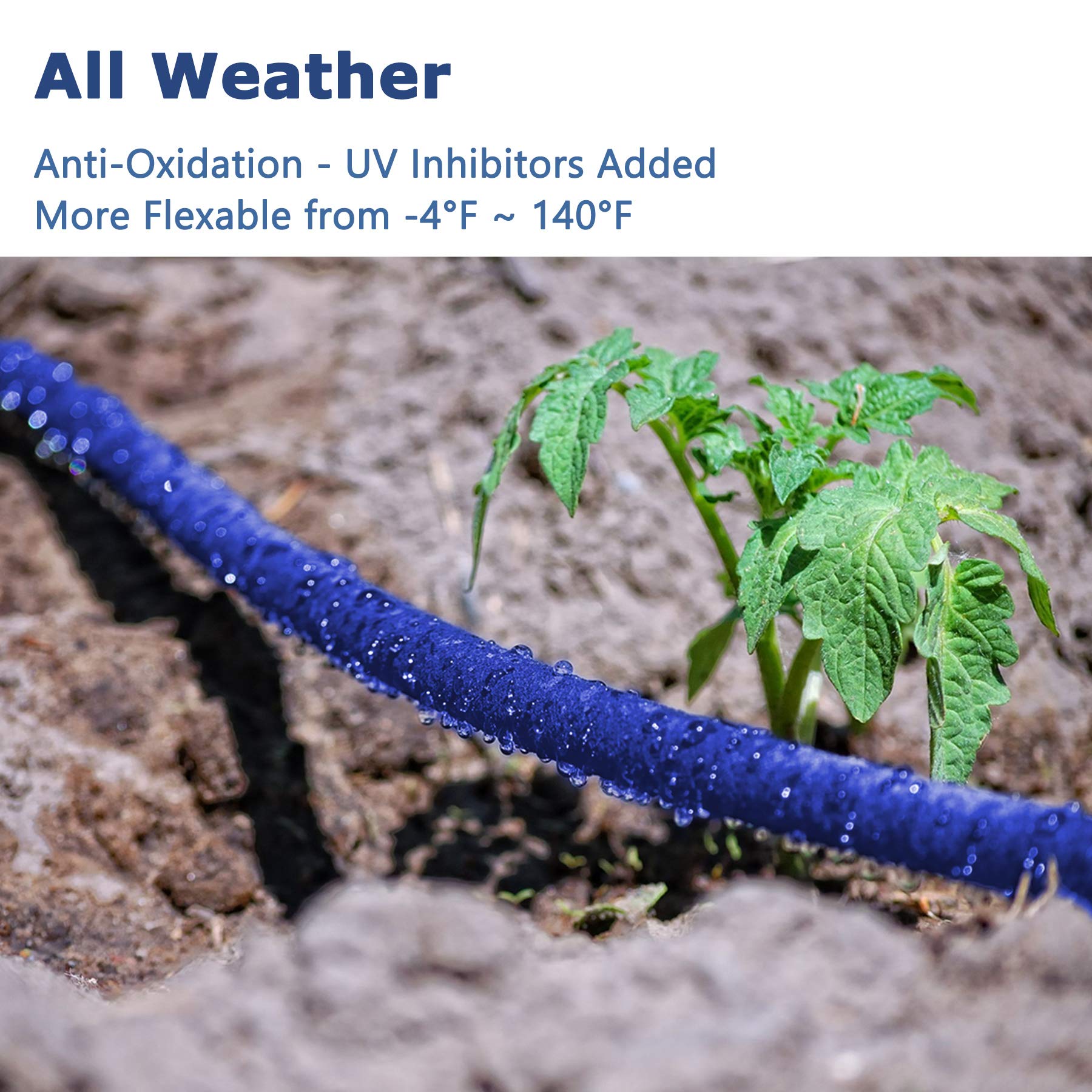 1/2 Inch x 25ft Heavy Duty Flat Soaker Hose with Metal Connectors - Efficient Water Saving Irrigation for Gardens, Flower Beds & Vegetable Patches - Perfect for Landscaping, Drip Watering & Outdoor Plant Care