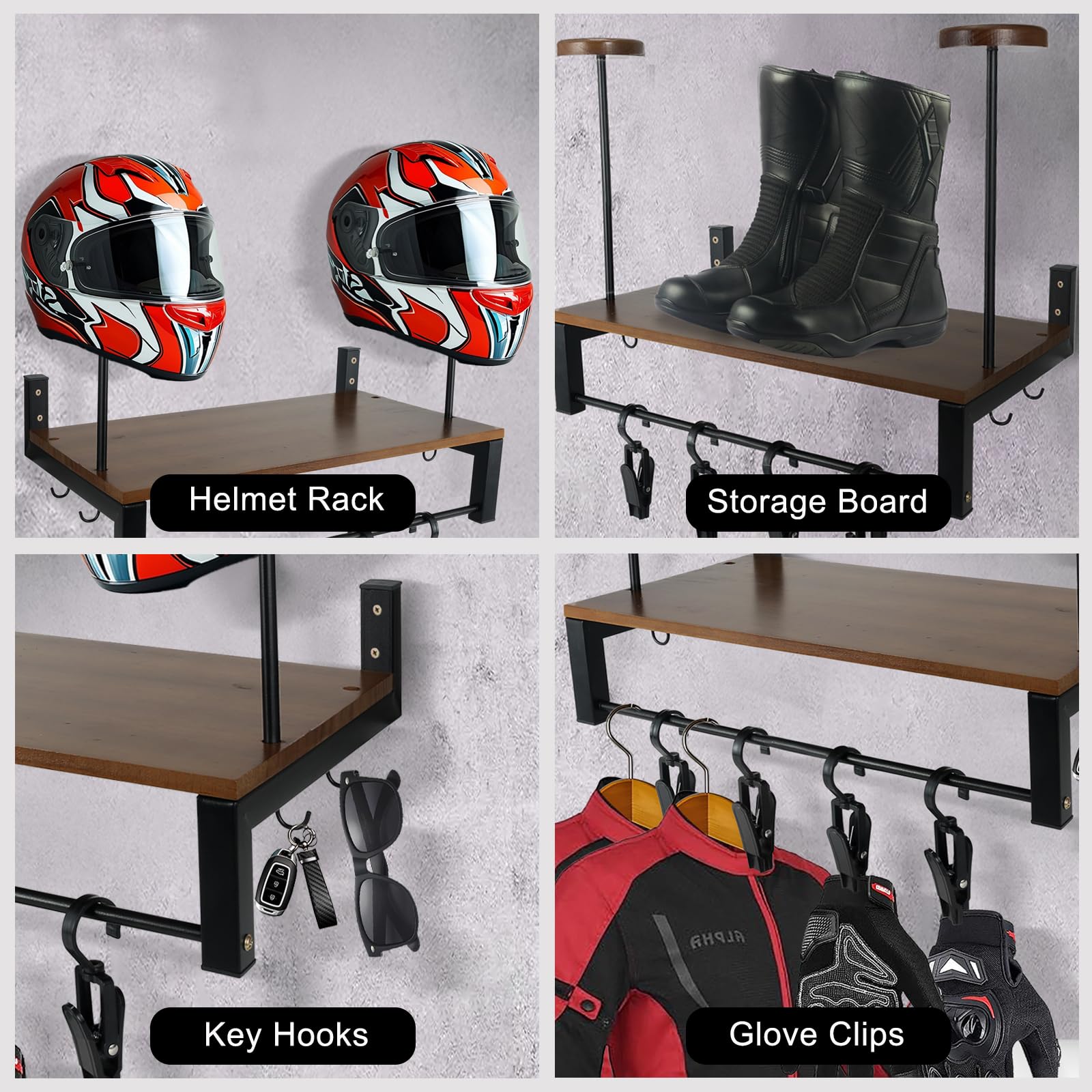 Motorcycle Helmet Wall Mount Rack - Dual Helmet Holder for Storage & Display - Perfect for Garage & Bike Accessories