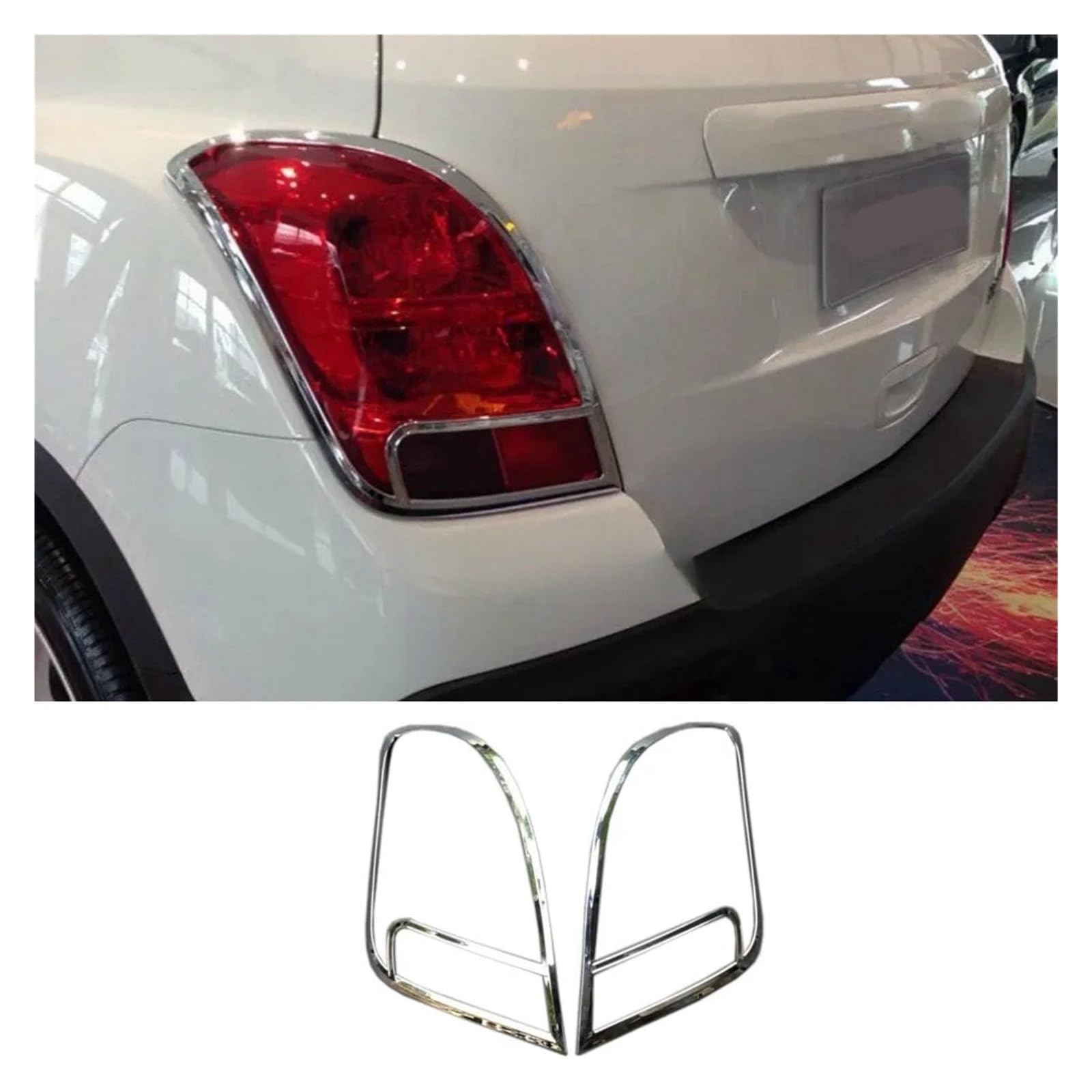 Chevrolet Trax 2014-2018 Rear Tail Light Lamp Cover ABS Chrome Trim (2pcs) - Style 1 | Durable Detector Frame & Switch | Perfect for Car Customization & Replacement Parts