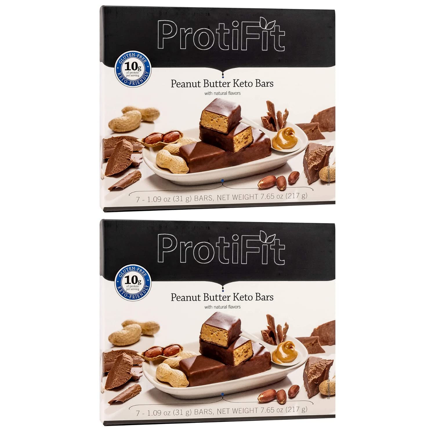 PROTIFIT High Protein Peanut Butter Keto Bar - 2 Pack with 10g Protein | Low Carb, Low Sugar, Gluten Free Snack | Ideal Protein Compatible | 7 Servings per Box | Perfect for Keto Diet, Weight Loss & On-the-Go Energy