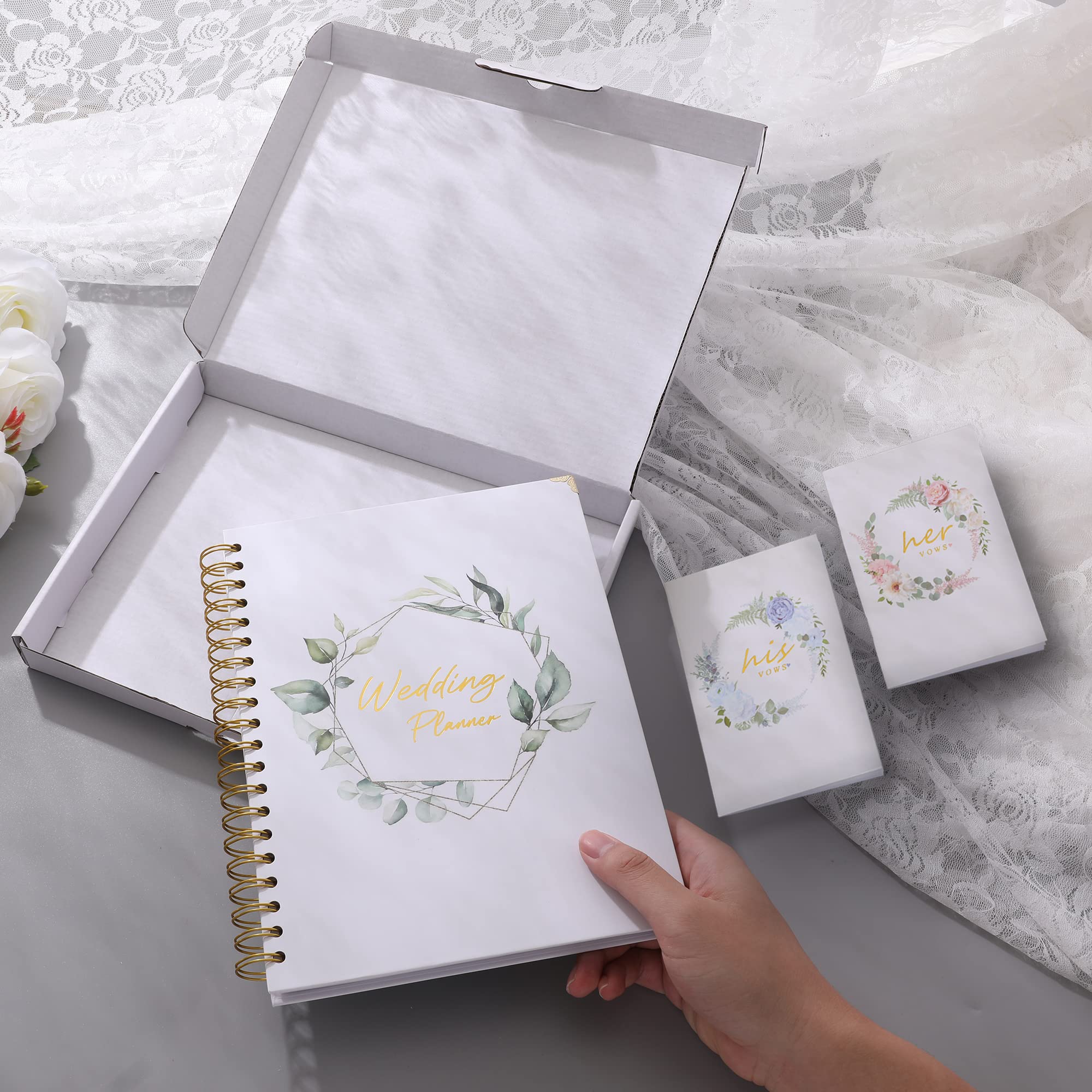 2024-2025 Wedding Planner & Vow Book Set - 180 Page Hardcover Bridal Organizer with Engagement Gifts for Couples, 10.6