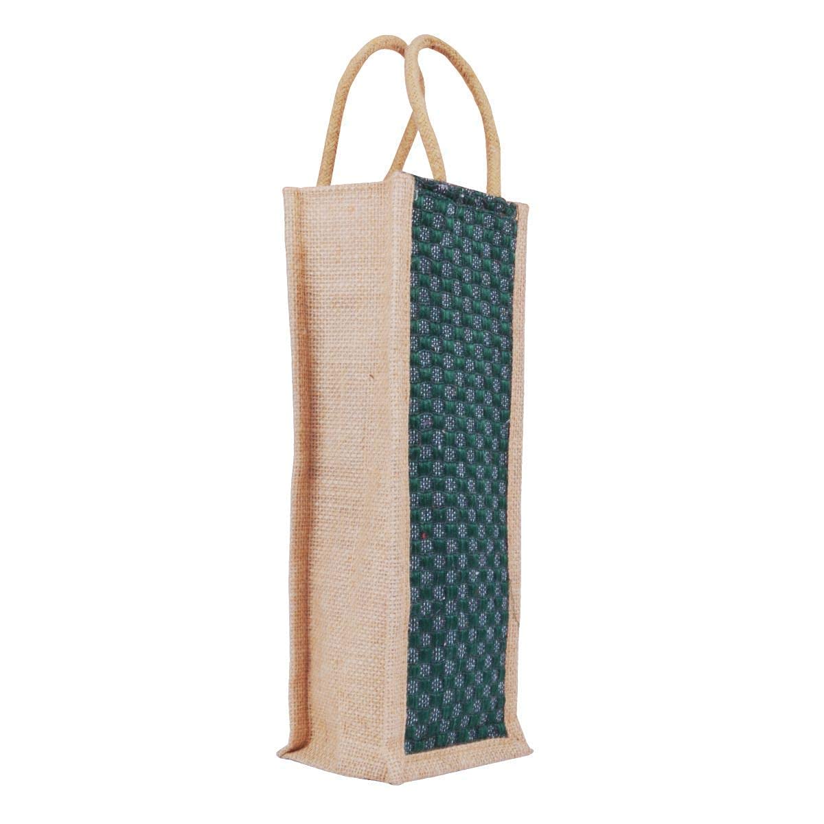 Eco-Friendly Jute Water Bottle Cover with Reinforced Handles - Reusable & Durable Bottle Carrier Bag for Hiking, Gym, Picnics - Set of 1 in Multicolor & Multi-Design Options (TJOM Brand)