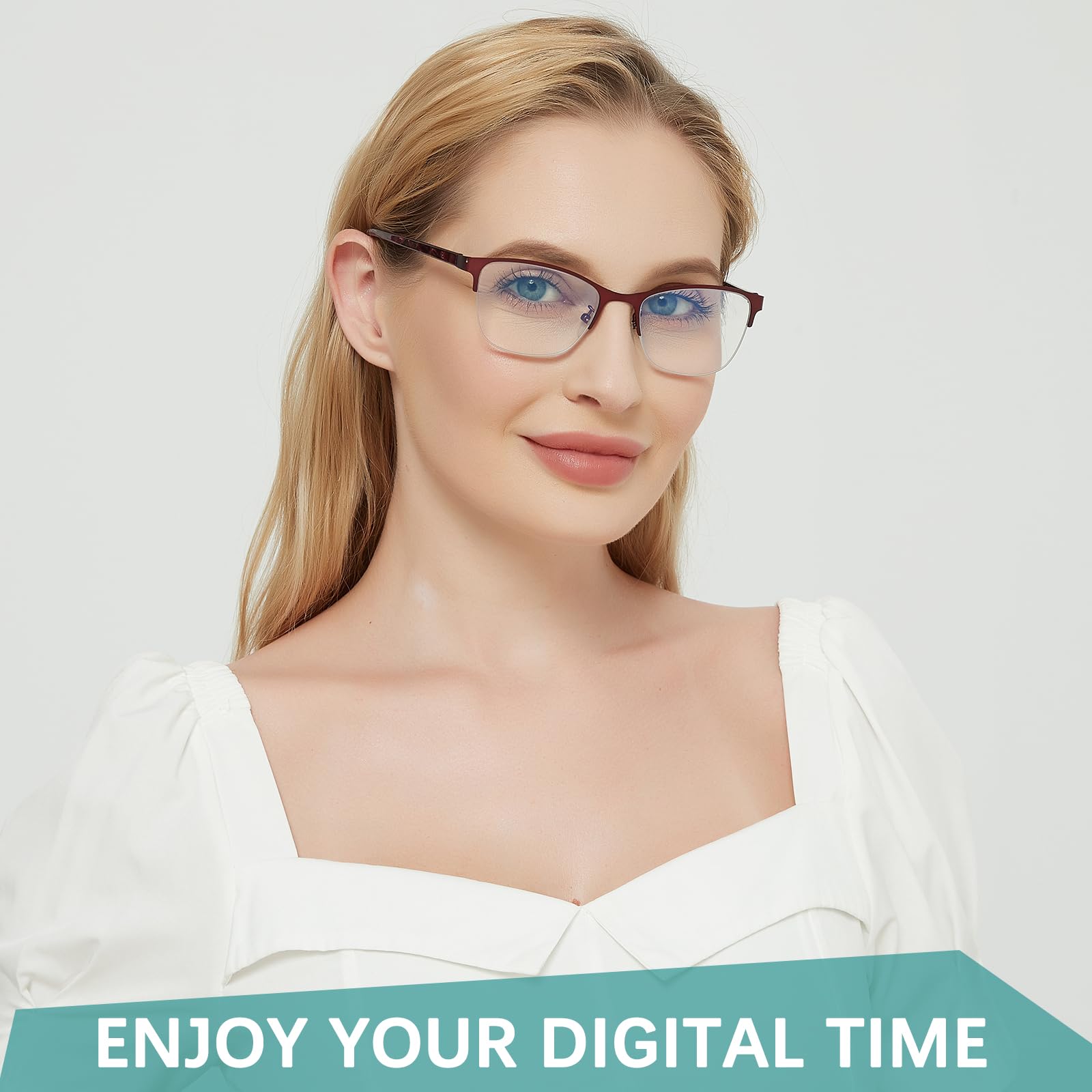 SOVCOD 2 Pack Blue Light Blocking Reading Glasses for Women - Progressive Multifocus Computer Eyeglasses with Spring Hinge - Perfect for Reading, Working on Computer & Digital Screen Use