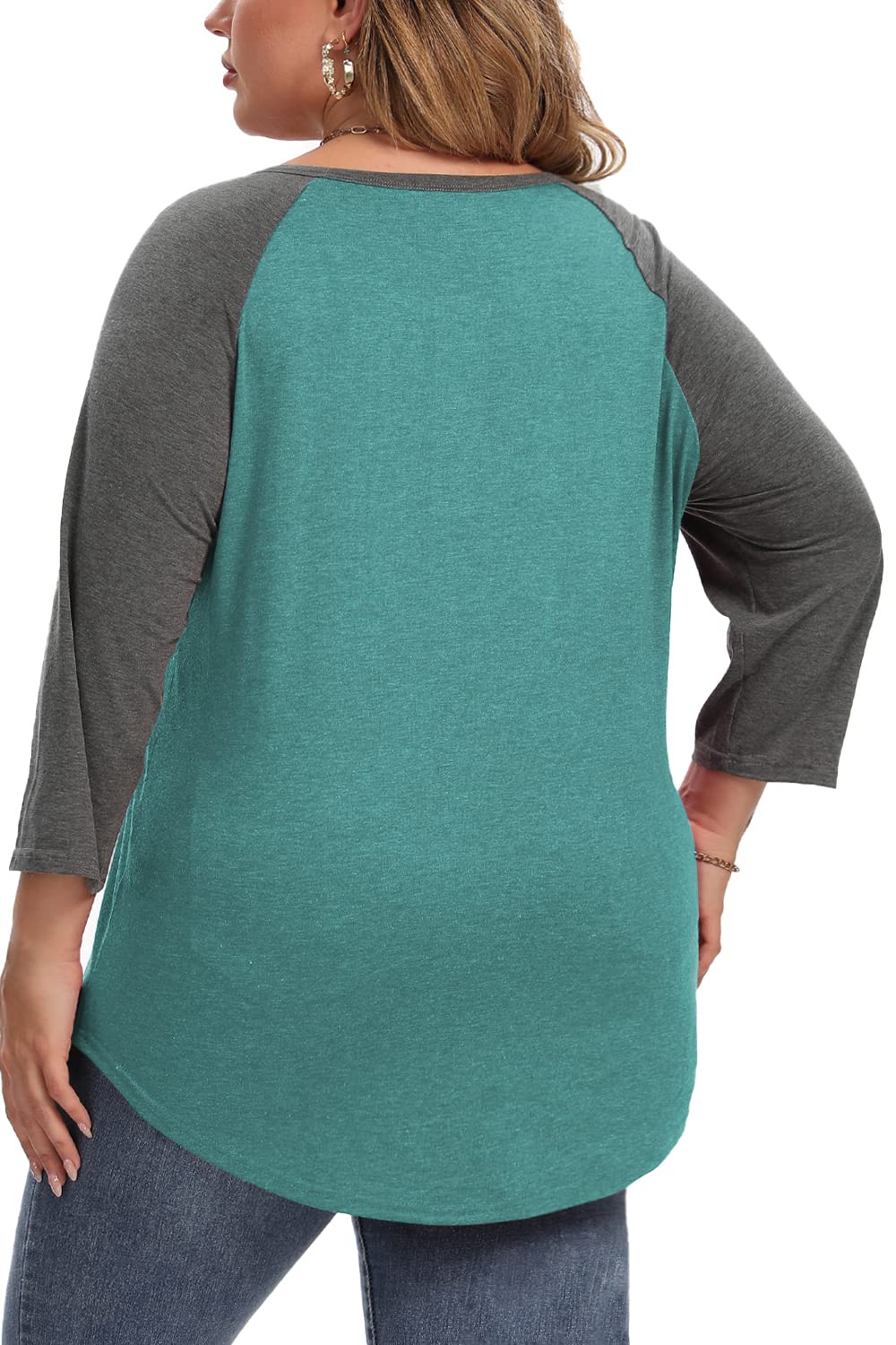 Plus Size Summer Tops for Women - 3/4 Sleeve V Neck Button Down Blouses - Casual Office Wear & Vacation Outfits
