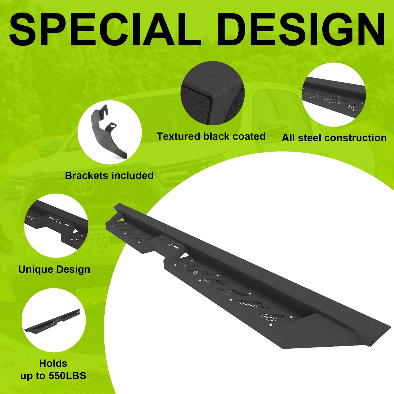 ONINE Thruster Drop Steps - Heavy Duty Steel Running Boards for 2019-2025 Chevy Silverado/GMC Sierra 1500 & 2020-2025 2500/3500 Crew Cab - Side Step Nerf Bars & Rock Sliders - Perfect for Off-Roading, Truck Access & Easy Entry/Exit