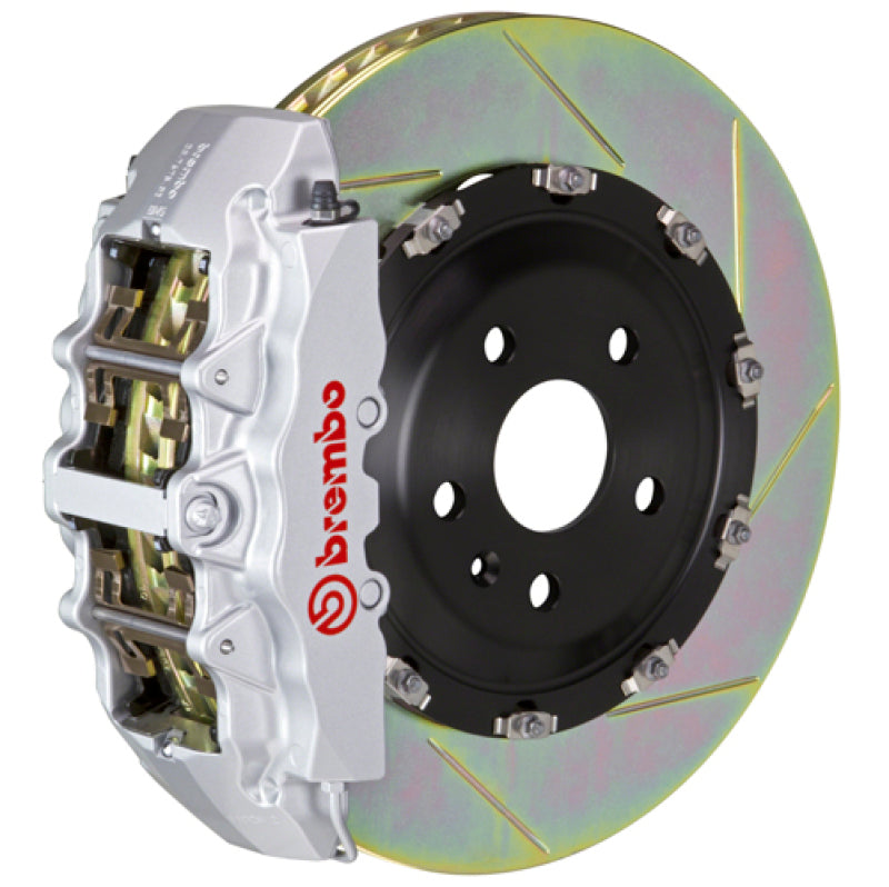 Brembo GT 6-Piston Front Big Brake Kit (Silver, T1 Slotted) - Compatible with Dodge Challenger, Charger, Magnum 2006-2014 (SRT8 Models Only) | High-Performance Braking for Racing & Street Driving