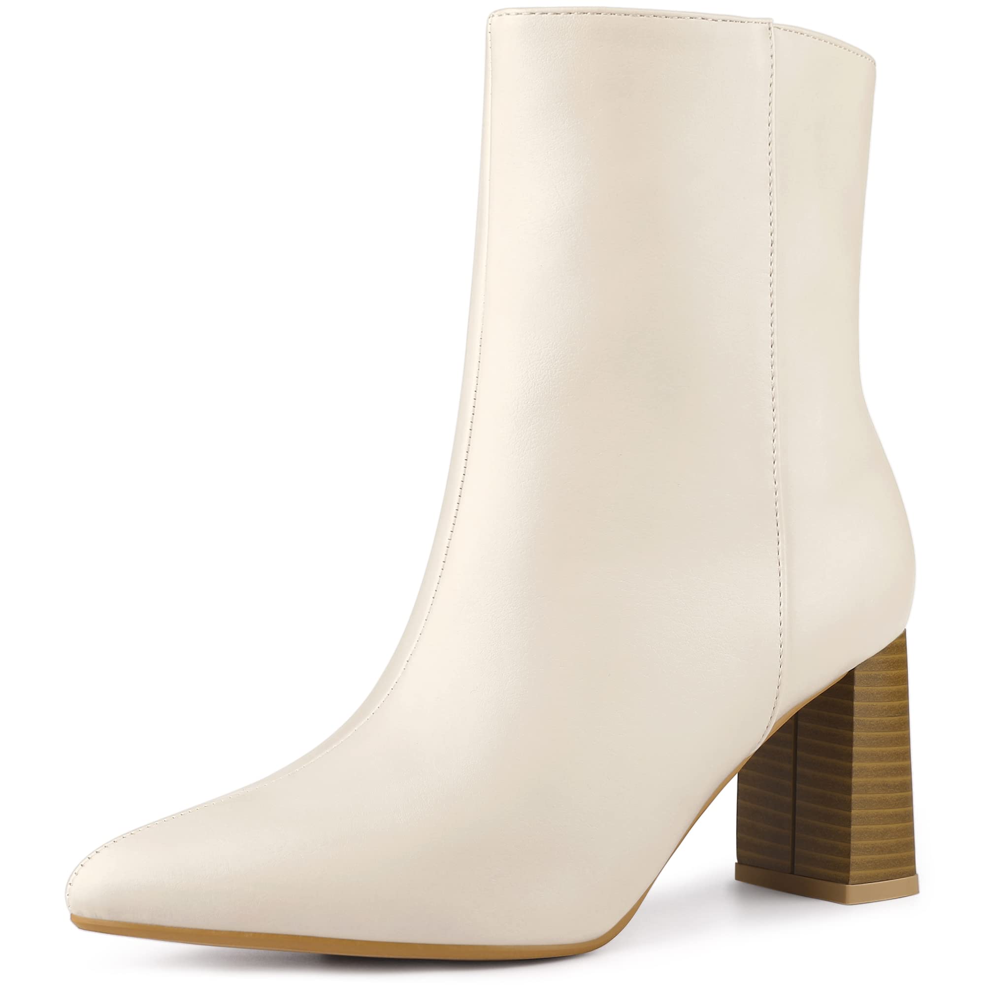 Perphy Women's Pointed Toe Ankle Boots with Block Heel - Stylish High Heel Booties for Office, Party & Night Out