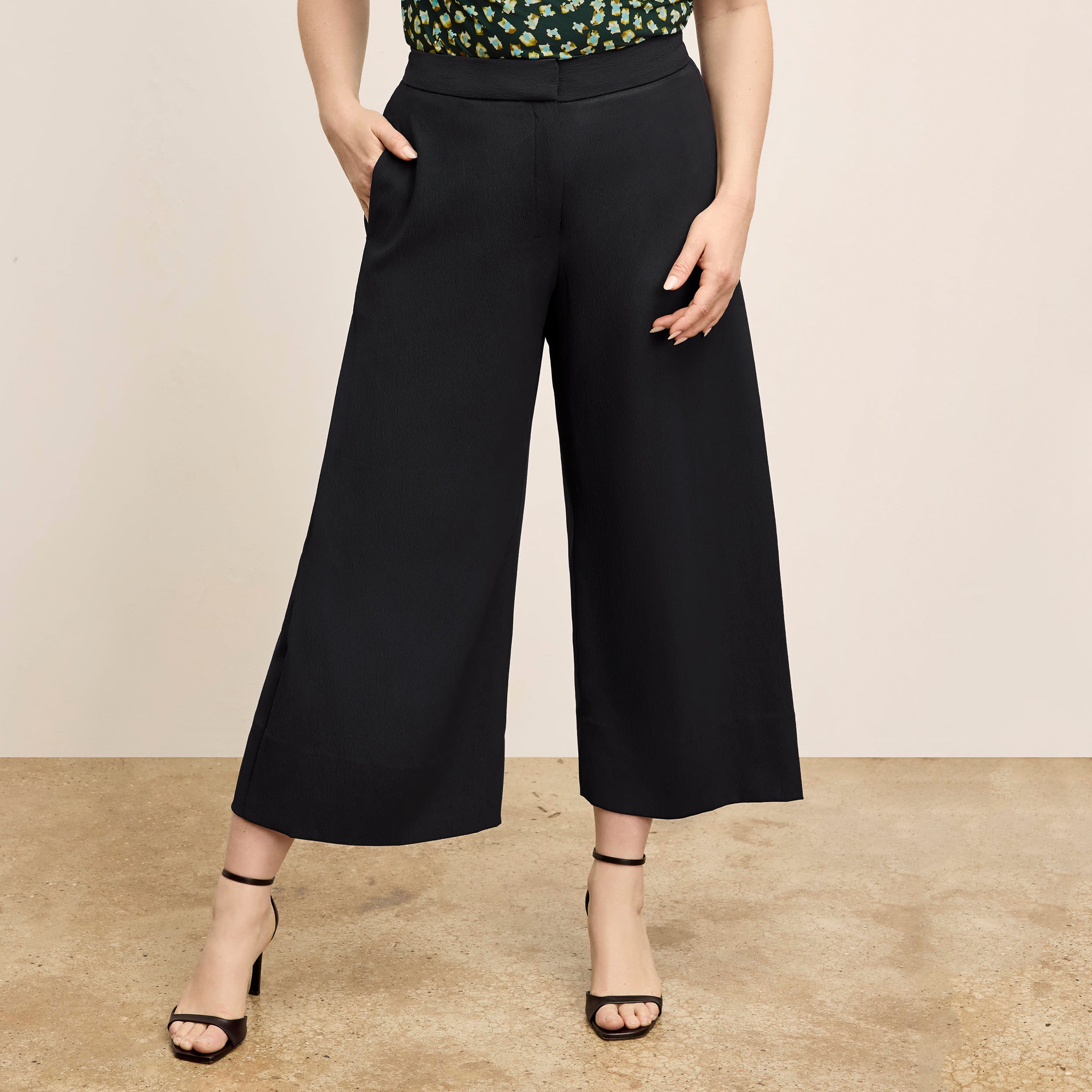 Eco-Friendly Soft Wave Culottes for Women - Comfortable & Stylish Black High Waist Palazzo Pants - Perfect for Casual Wear, Office & Travel