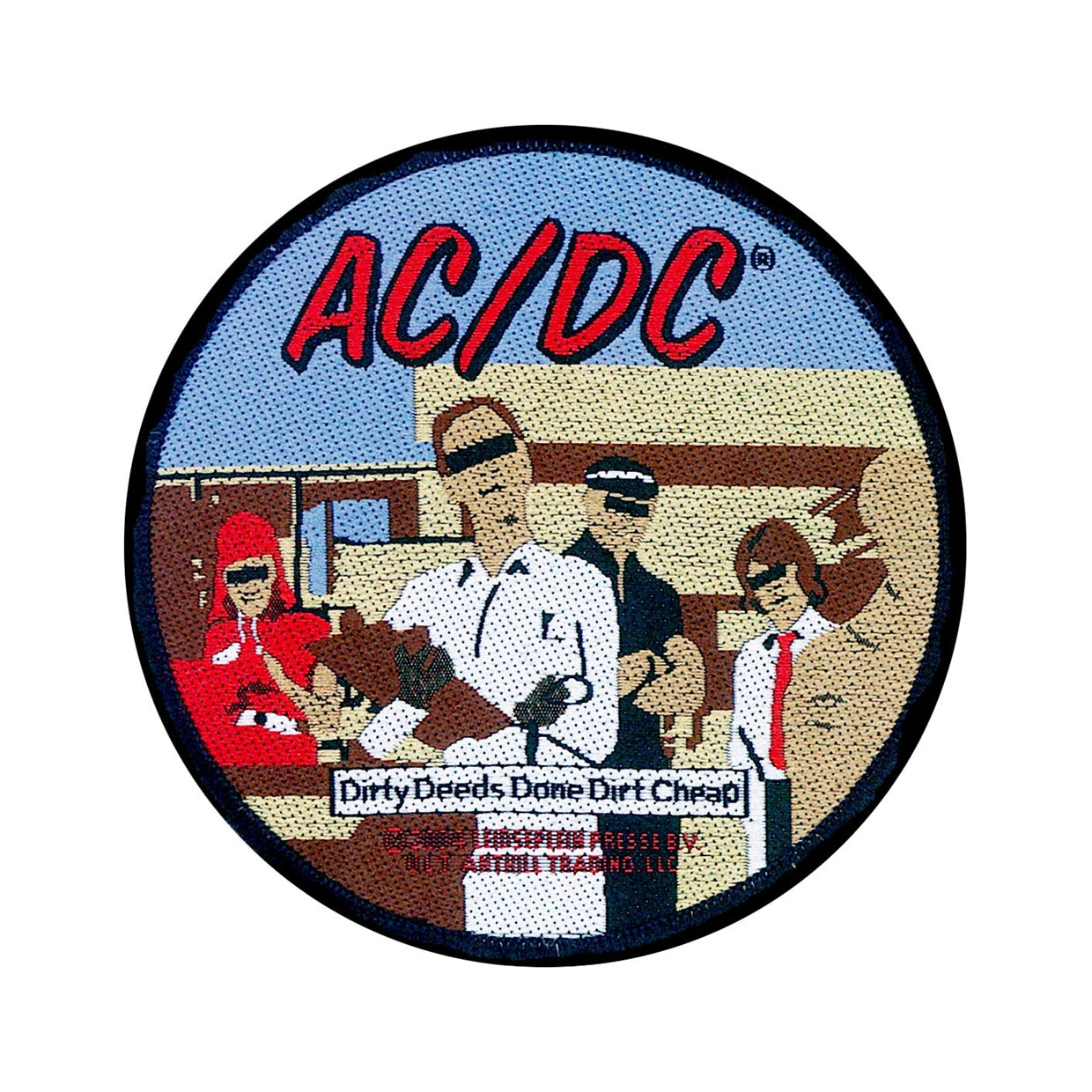 Dirty Deeds AC/DC Sew On Iron-On Patch for Jackets, Bags & Denim - Rock Band Embroidered Badge for DIY Customization