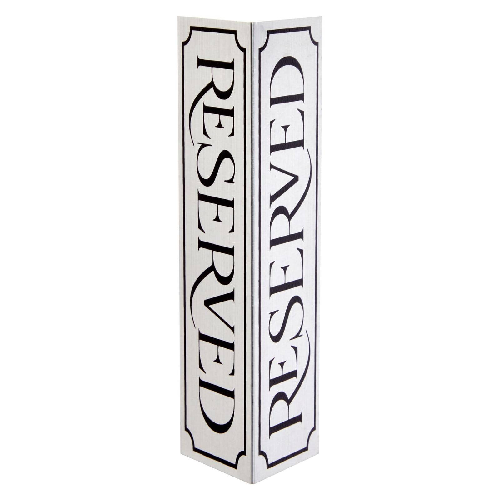 12-Pack Small Metal Reserved Table Signs for Wedding, Restaurant, Seating Reservation, Party Tables - Etched Silver Design (4.7x1.5 in) - Perfect for Events, Banquets, and Special Occasions