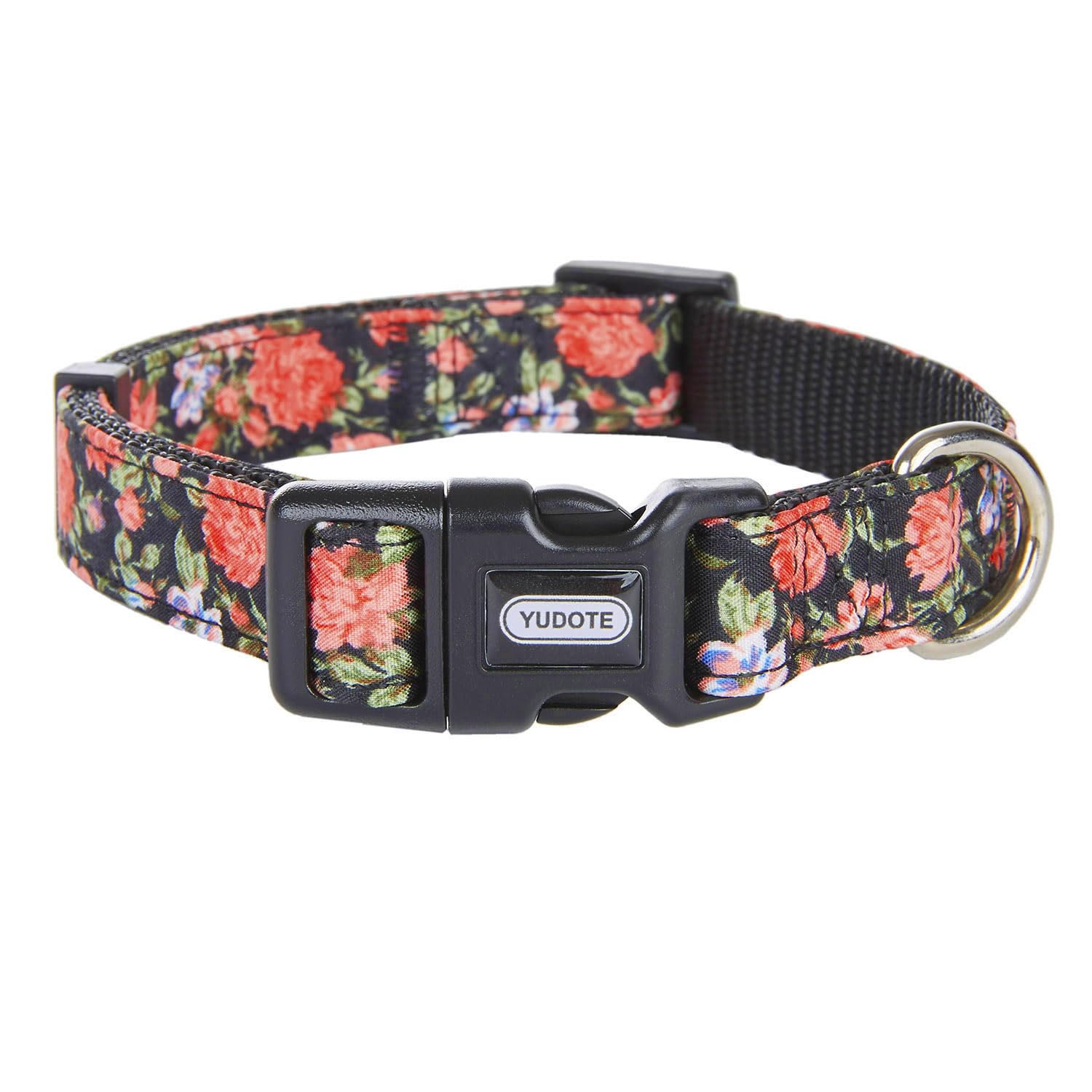 **YUDOTE Adjustable Floral Dog Collar - Soft Durable Nylon Pet Collar for Large Female Dogs - Perfect for Walks, Training & Fashion Accessories**