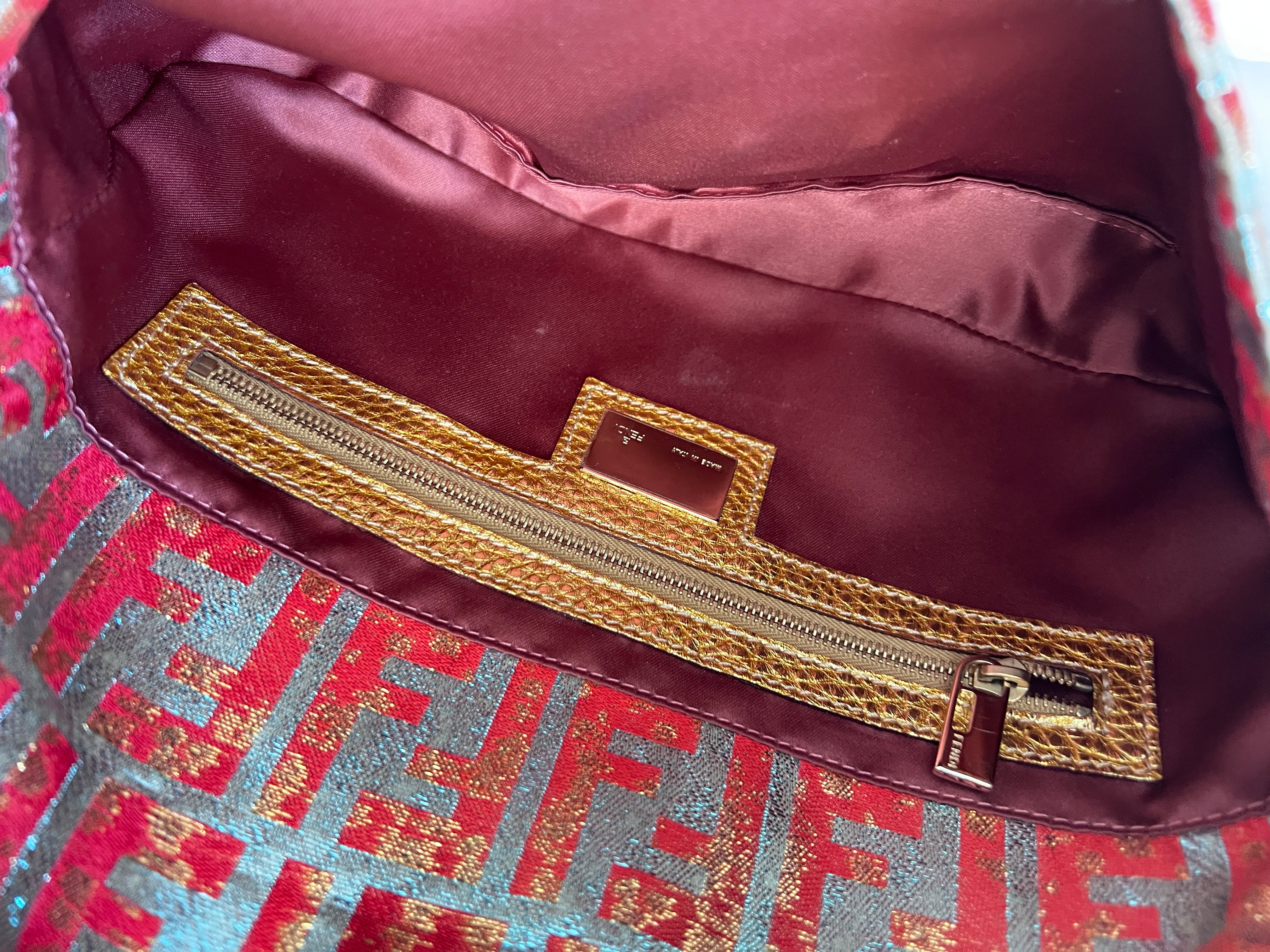 Fendi FF Logo Shimmering Cloth Baguette Bag - Luxury Designer Crossbody Purse for Women, Perfect for Parties, Date Nights & Evening Events