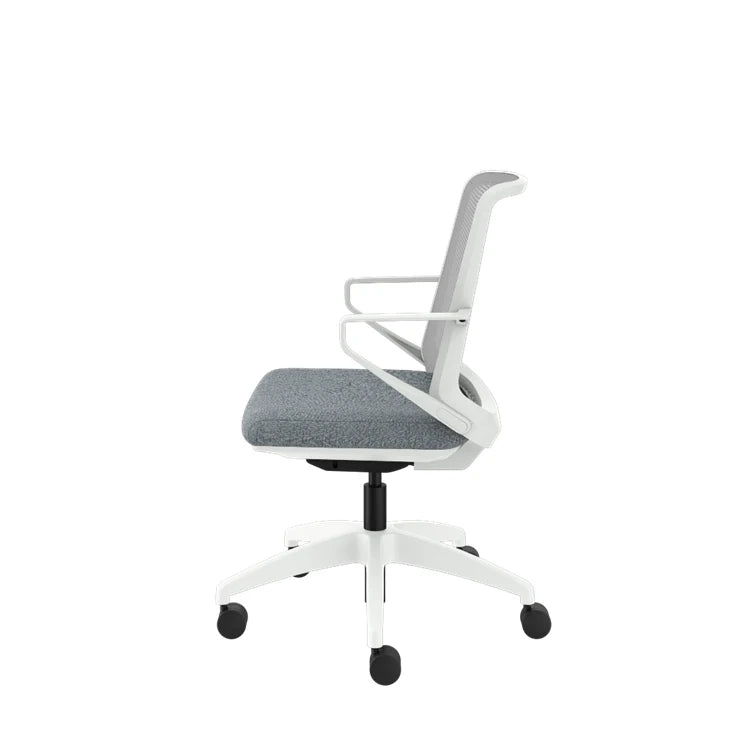 Ergonomic Cliq Office Chair with Synchro Tilt - Basalt Fabric & White Designer Frame - Perfect for Home Office, Gaming & Workspaces