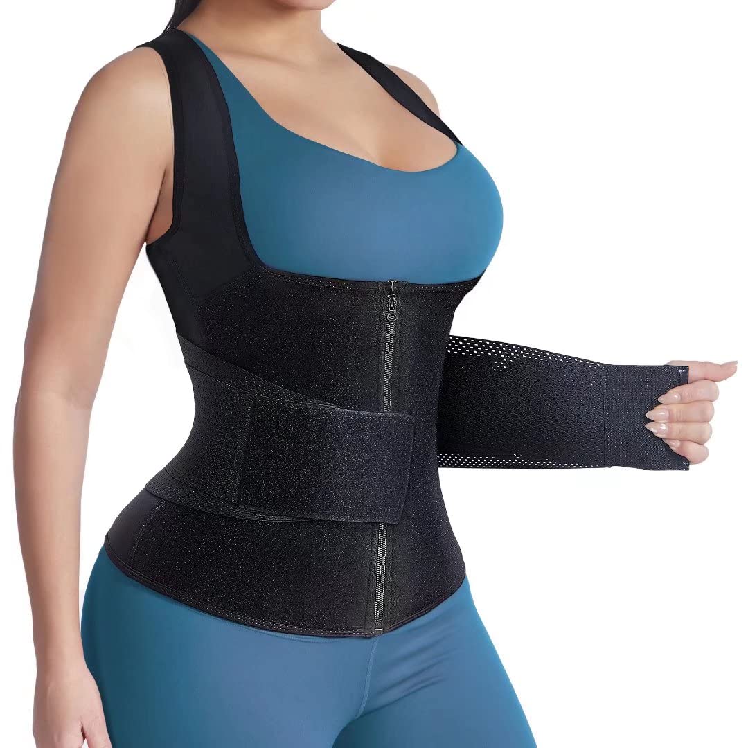 HOPLYNN Neoprene Sauna Waist Trainer Corset for Women - Tummy Control Waist Cincher Body Shaper Vest for Weight Loss & Postpartum Recovery - Perfect for Gym, Sauna & Everyday Wear