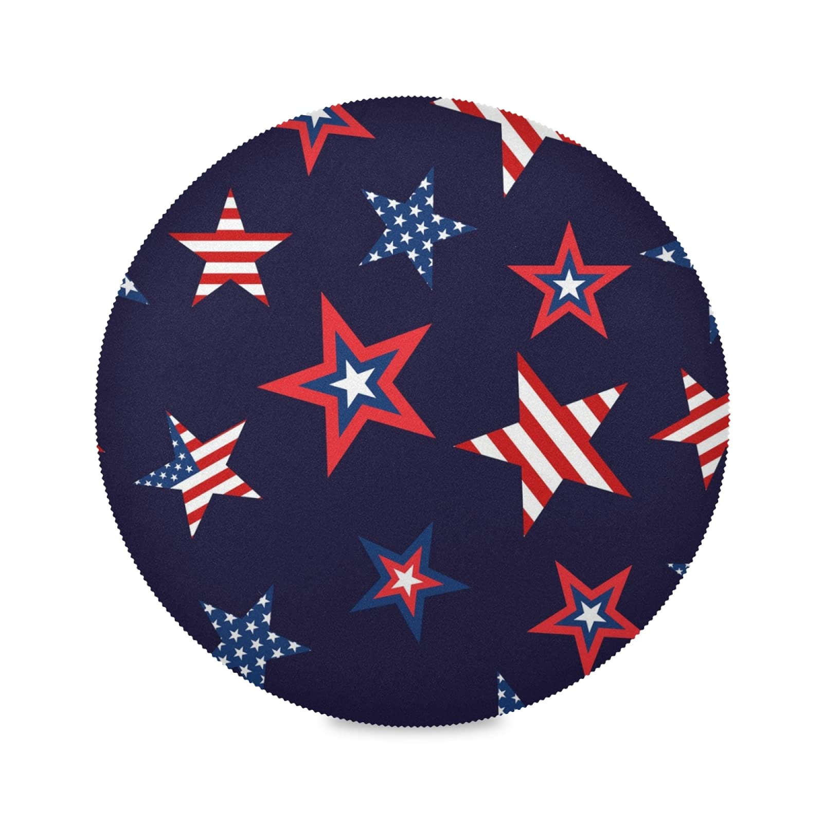 4th of July Placemats Set of 6 - Patriotic USA Flag Round Table Mats for Kitchen Dining, Washable & Durable - Perfect for Independence Day Celebrations, BBQs, and Family Gatherings