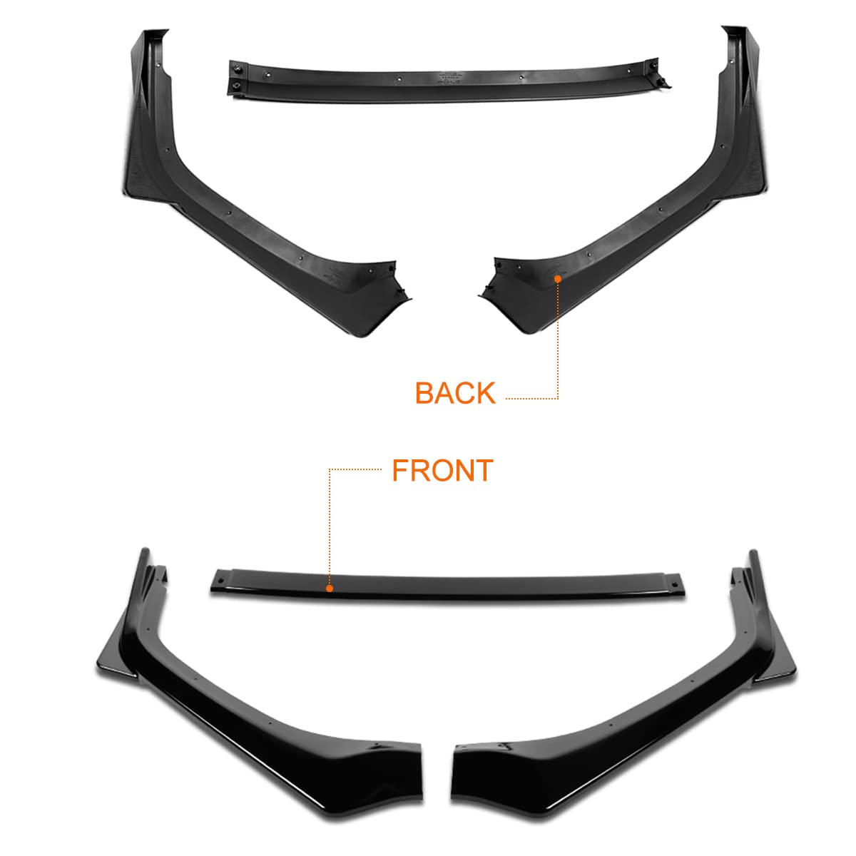 3Pcs Gloss Black STI-Style Front Bumper Lip Chin Splitter Spoiler for 2018-2020 Subaru Legacy - Aggressive Exterior Upgrade for Street Racing & Car Shows