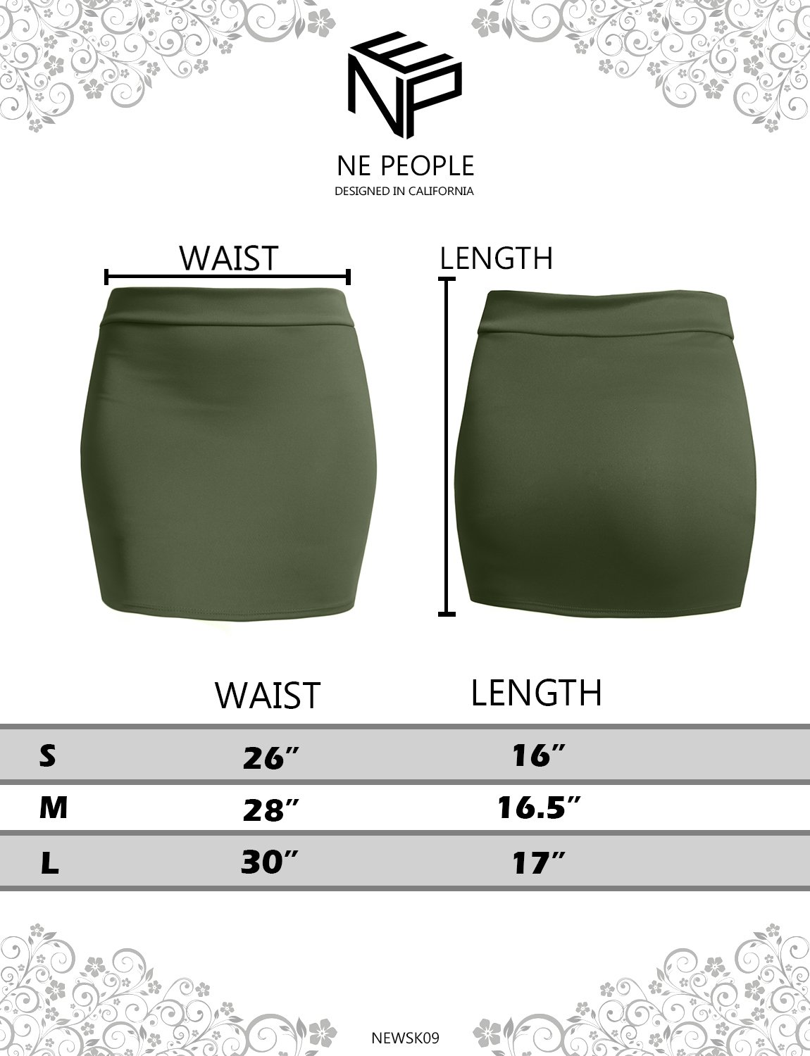 NE PEOPLE Women's Stretch Knit Bodycon Mini Skirt - Slim Fit Pencil Skirt Solid Color Made in USA | Perfect for Office Wear, Night Out & Casual Outfits