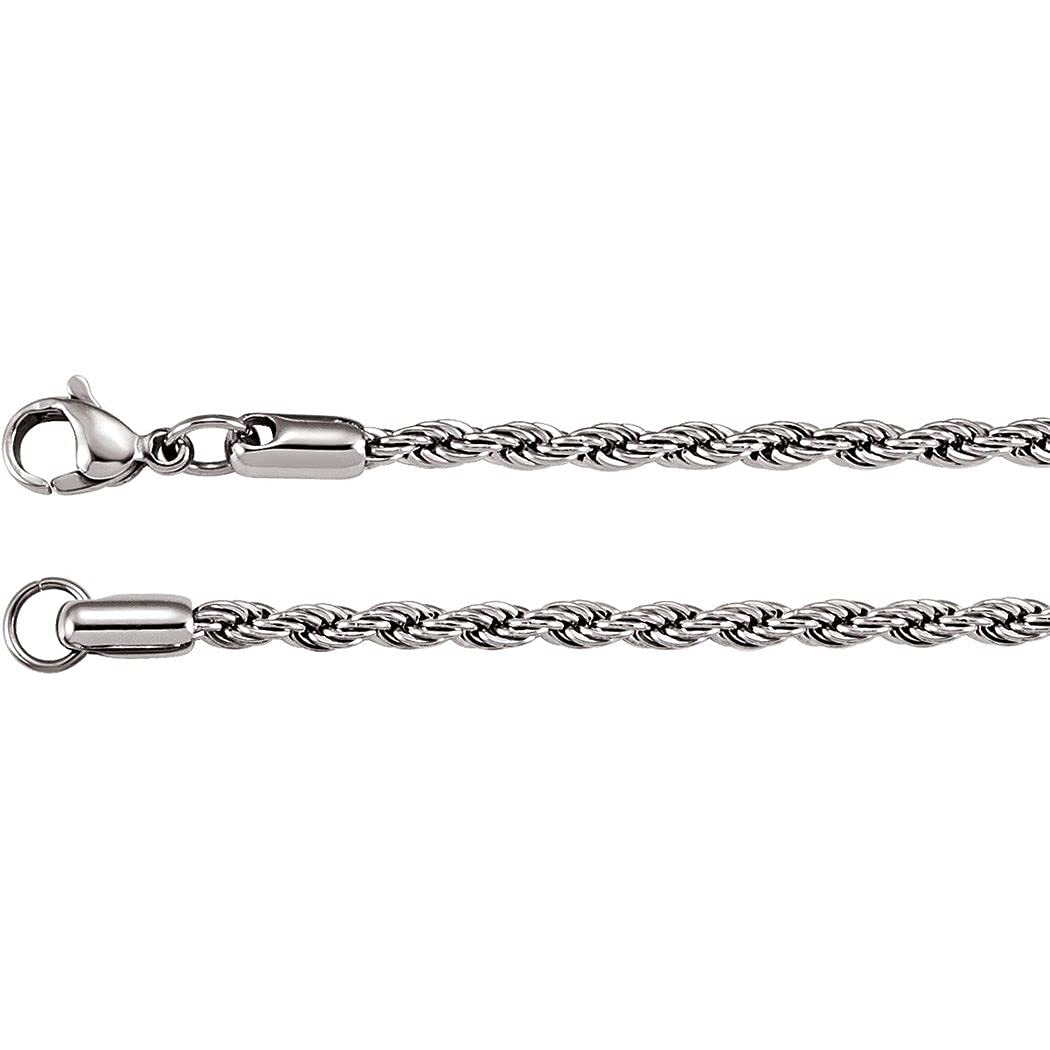 Premium 3mm Stainless Steel Rope Chain Necklace - 30 Inch Durable Women's Jewelry Gift for Everyday Wear & Special Occasions