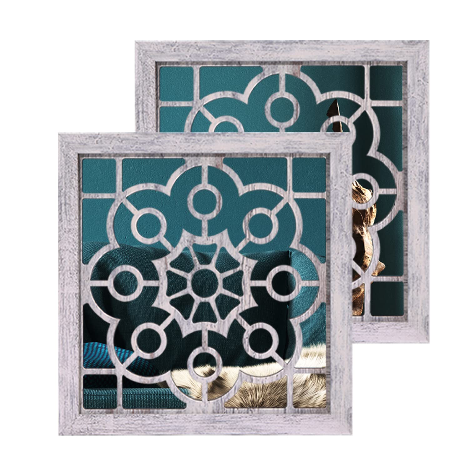Rustic Farmhouse Wall Mirror Set of 2 - 12 Inch Small Decorative Mirrors for Living Room, Bedroom, Bathroom, Kitchen, Entryway & Laundry Room | Vintage Home Decor & Clearance Art Piece | Perfect for Farmhouse Style, Boho Decor & Small Space Wall Accents