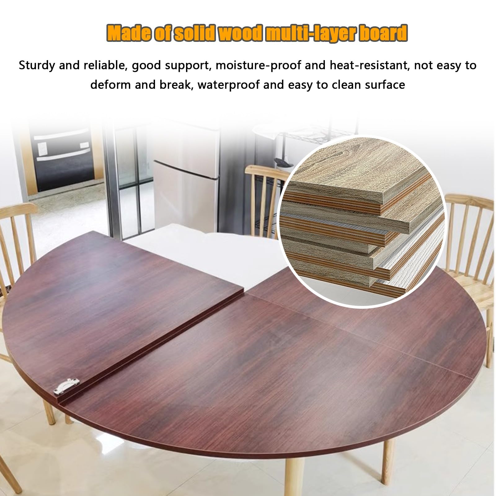 47.2-70.9 Inch Foldable Round Table Top - Expandable Wooden Dining Table Replacement for Indoor/Outdoor Use - Perfect for Parties, Events, and Temporary Dining Spaces