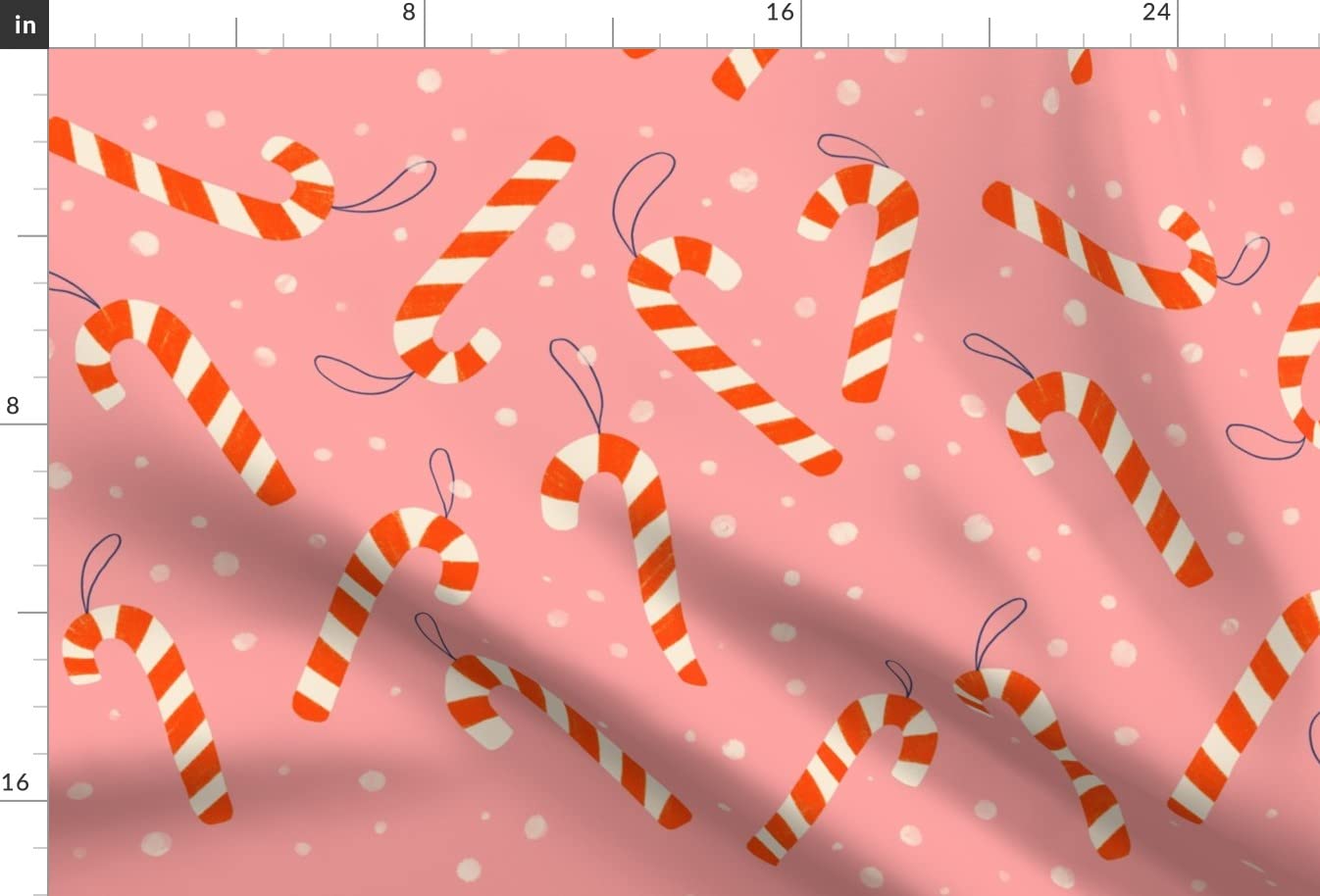 Christmas Candy Canes Pink Background Red Stripes Winter Holiday Printed Minky Fabric - Fat Quarter for Sewing Baby Blankets, Quilt Backing, Plush Toys & DIY Holiday Decorations (Perfect for Christmas Crafts, Nursery Projects & Cozy Winter Home Decor)