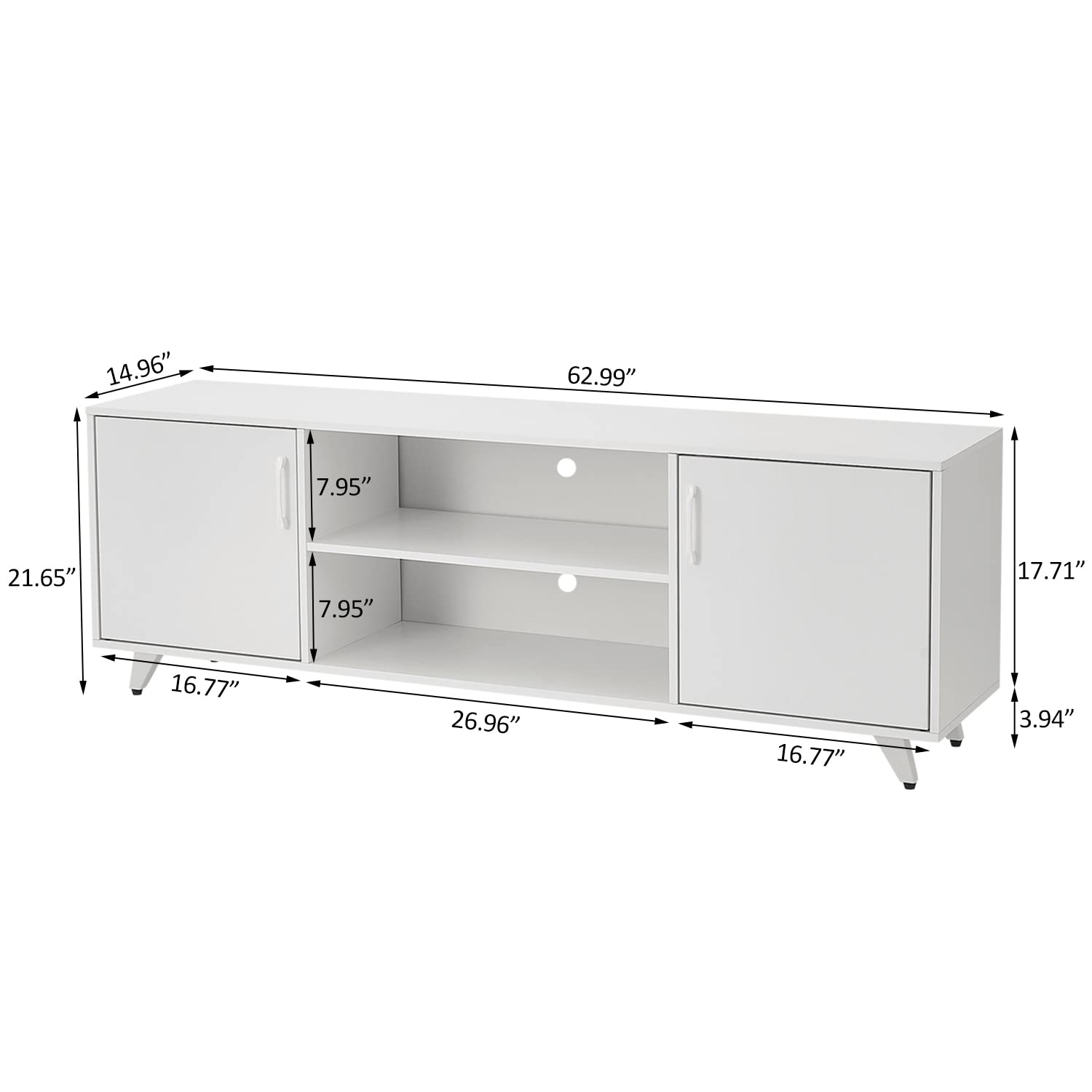 Modern TV Stand with 2 Doors & Shelves - Panana 63