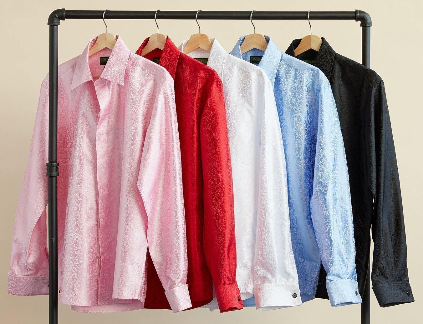 Stylish Light Blue Paisley Jacquard Long Sleeve Shirt for Men | Trendy Casual & Office Wear | Perfect for Date Nights & Business Meetings