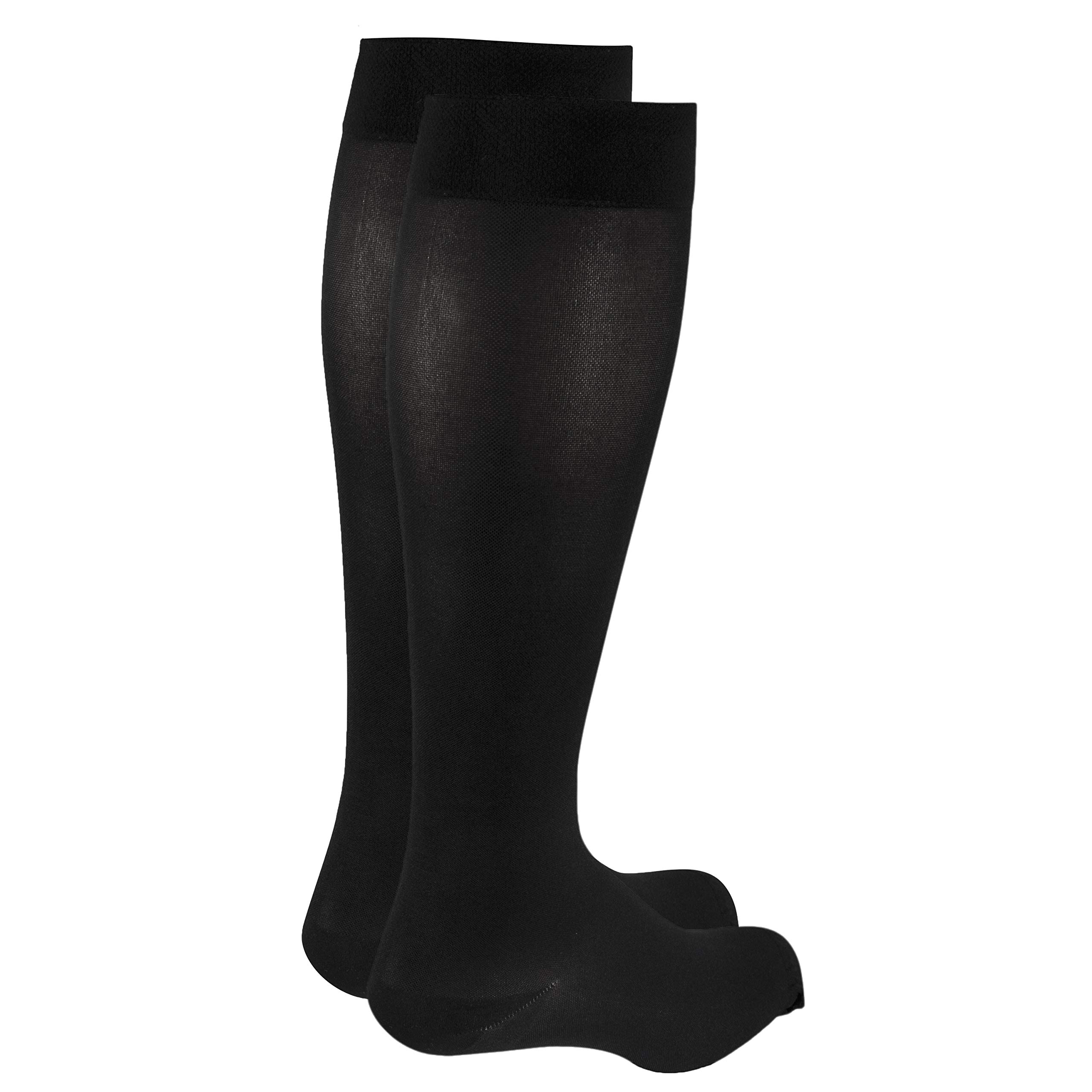 Truform Women's Knee High Compression Stockings 15-20 mmHg - Closed Toe Opaque Black Small - for Varicose Veins, Circulation & Post-Surgery Support - Perfect for Nurses, Travel & Everyday Comfort