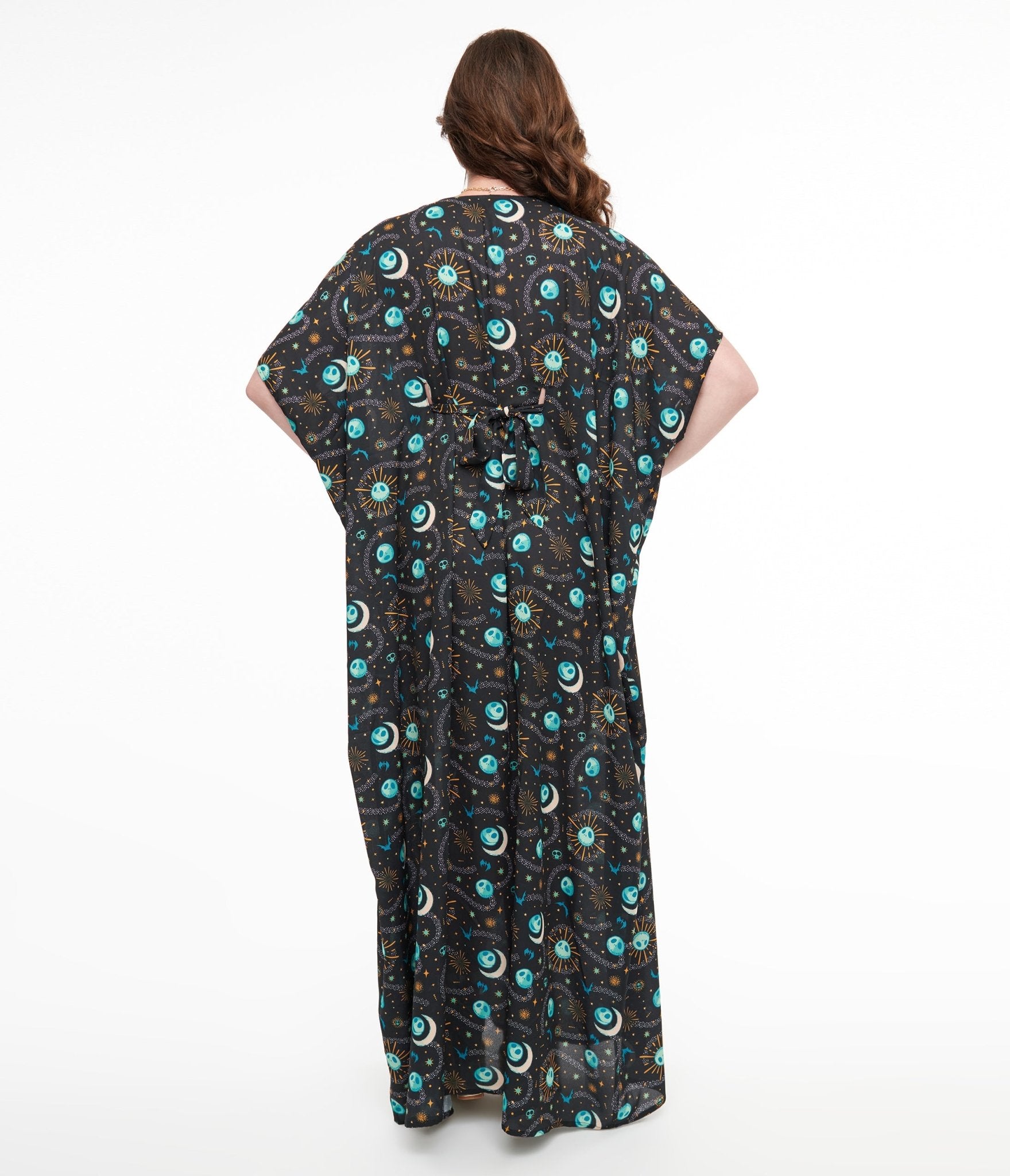 Unique Vintage Black Celestial Nightmare Before Christmas Caftan Dress | Tim Burton Inspired Halloween & Christmas Costume | Perfect for Cosplay, Themed Parties, and Holiday Celebrations