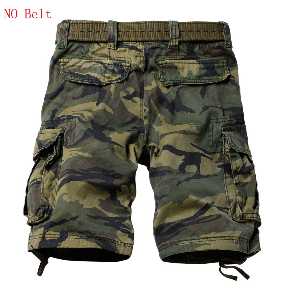 AKARMY Men's Camo Cargo Shorts - Outdoor Tactical Shorts with Multiple Pockets, Breathable Cotton Fabric, No Belt Needed - Perfect for Hiking, Camping & Casual Wear