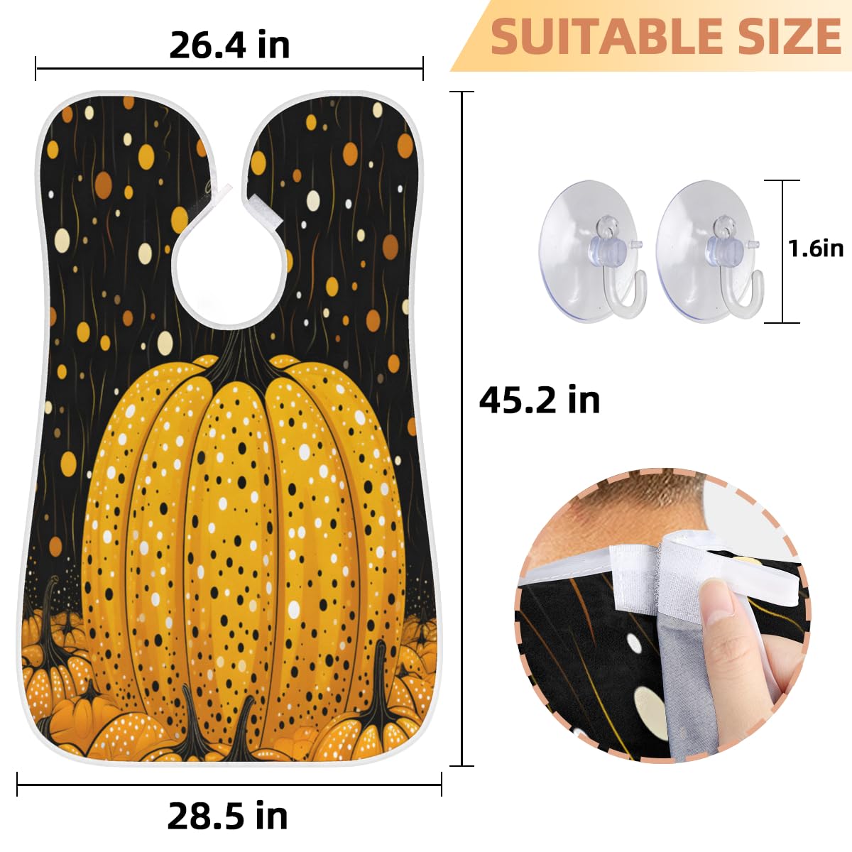 Cartoon Yellow Pumpkin Beard Shaving Bib for Men - Waterproof Hair Dye & Makeup Apron for Barber Stylists, Women's Haircut Cape - Sink Hair Catcher & Beard Trimming Tool (Perfect for Halloween Costumes, Salon Use & DIY Grooming)