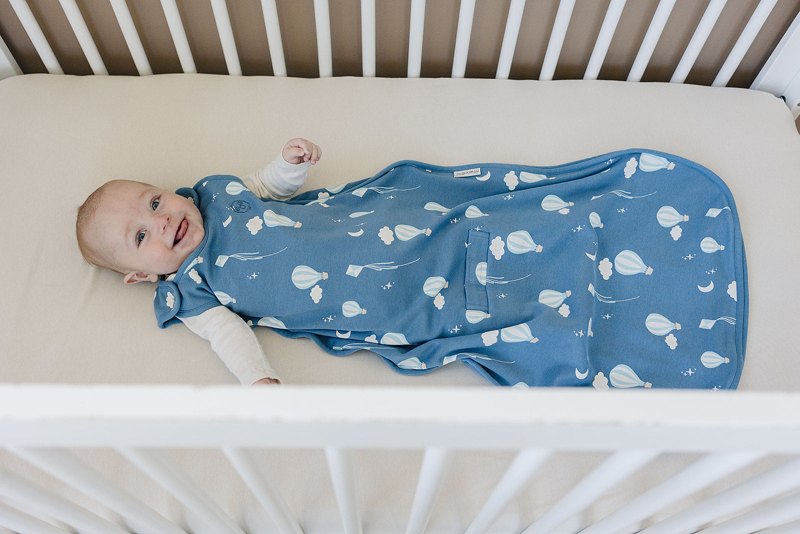 4 Season Baby Sleep Sack - Merino Wool & Organic Cotton for 2 Months to 2 Years - Hot Air Balloon Design - Perfect for Nursery, Daycare & Travel