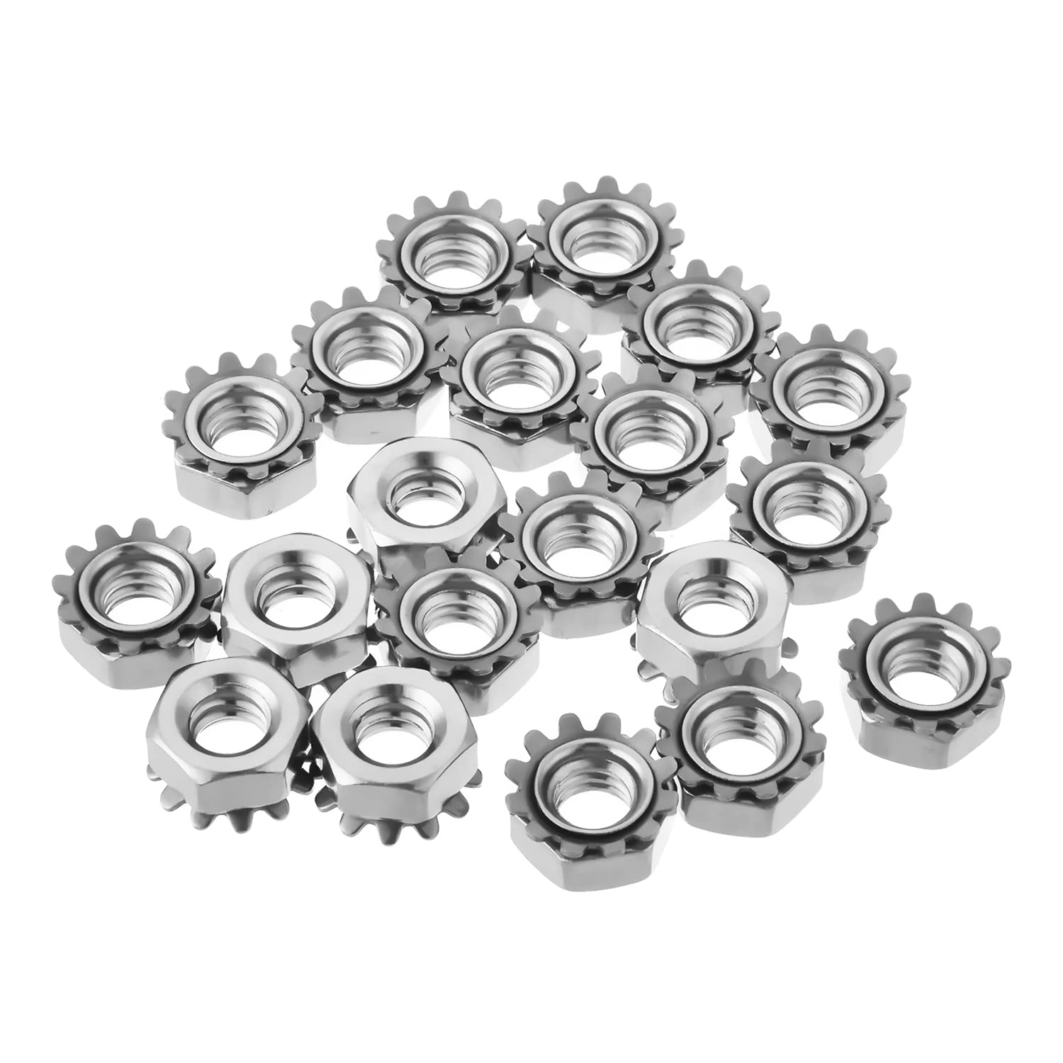 MroMax 1/4-20 K-Lock Nuts, 304 Stainless Steel Keps Lock Nuts (20Pcs) - Silver Hardware Fasteners for Machinery, Furniture & Electrical Appliances | Secure Fastening Solution for DIY Projects & Industrial Use