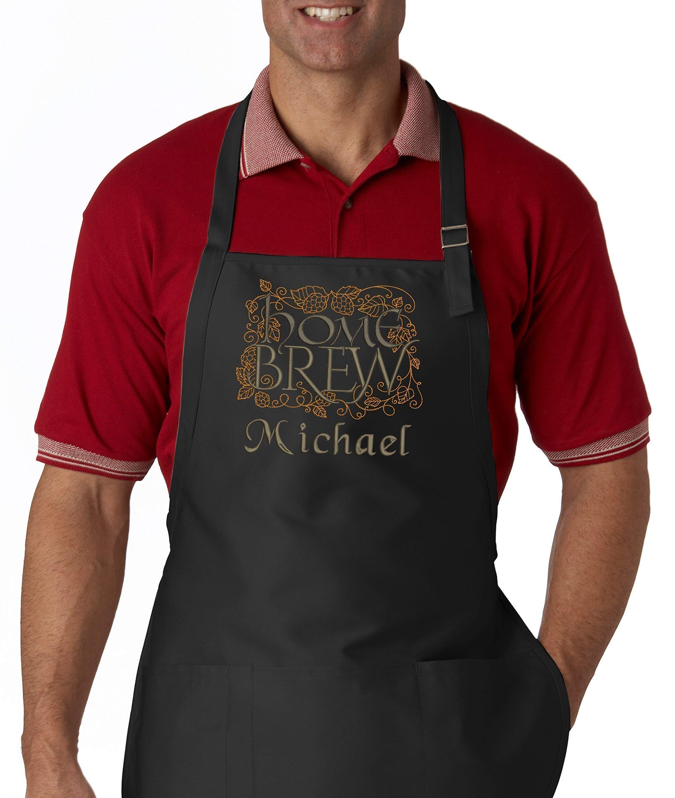 Custom Embroidered Men's Apron for Home Brewing & BBQ - Perfect for Beer Making, Grilling, and Kitchen Cooking