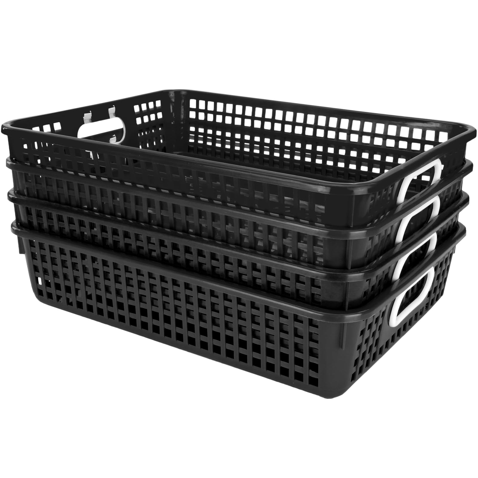 Really Good Stuff 14x10 Black Desktop Paper Storage Basket - Organizer for Office, School & Home Workspace
