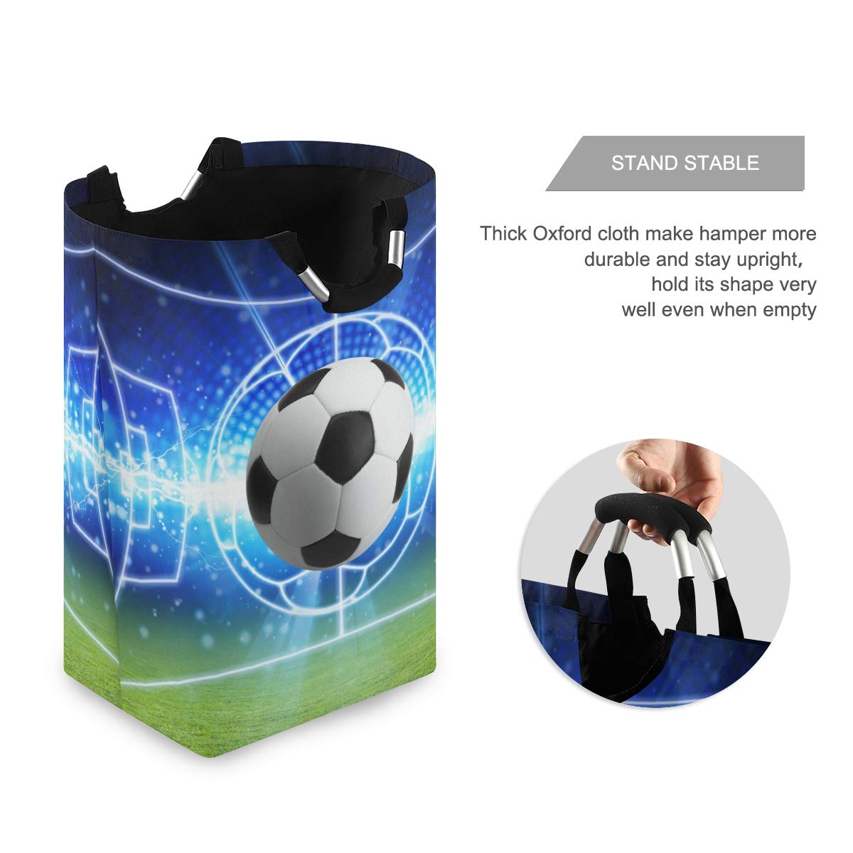 AUUXVA Collapsible Laundry Hamper - Foldable Sports Ball Design Clothes Basket for Soccer, Football & Laundry Storage | Perfect for Bedroom, Dorm, Kids Room & Toy Organization