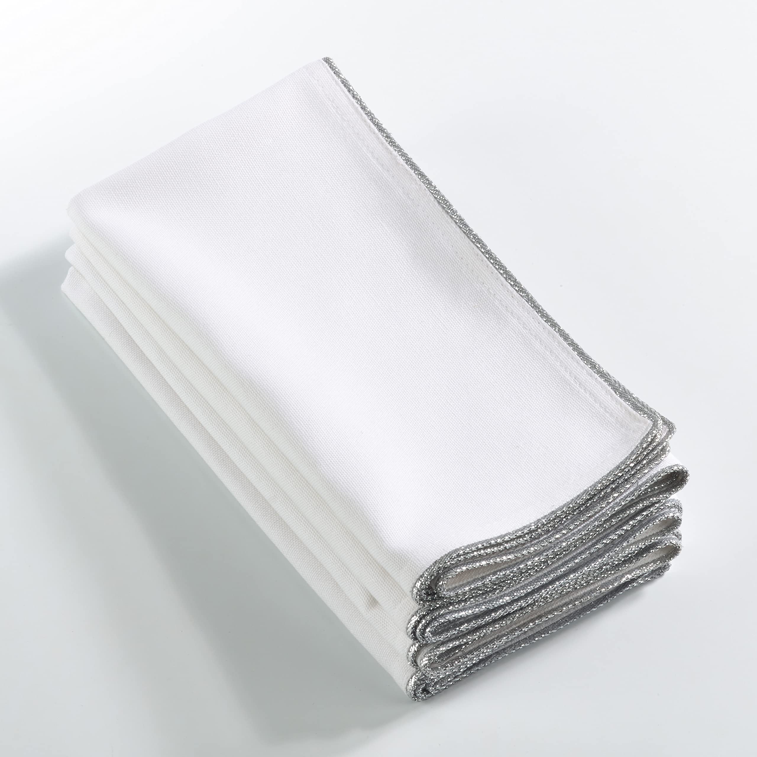 Elegant Shimmering Border Design Napkins - Set of 4 for Wedding, Party & Holiday Table Decor