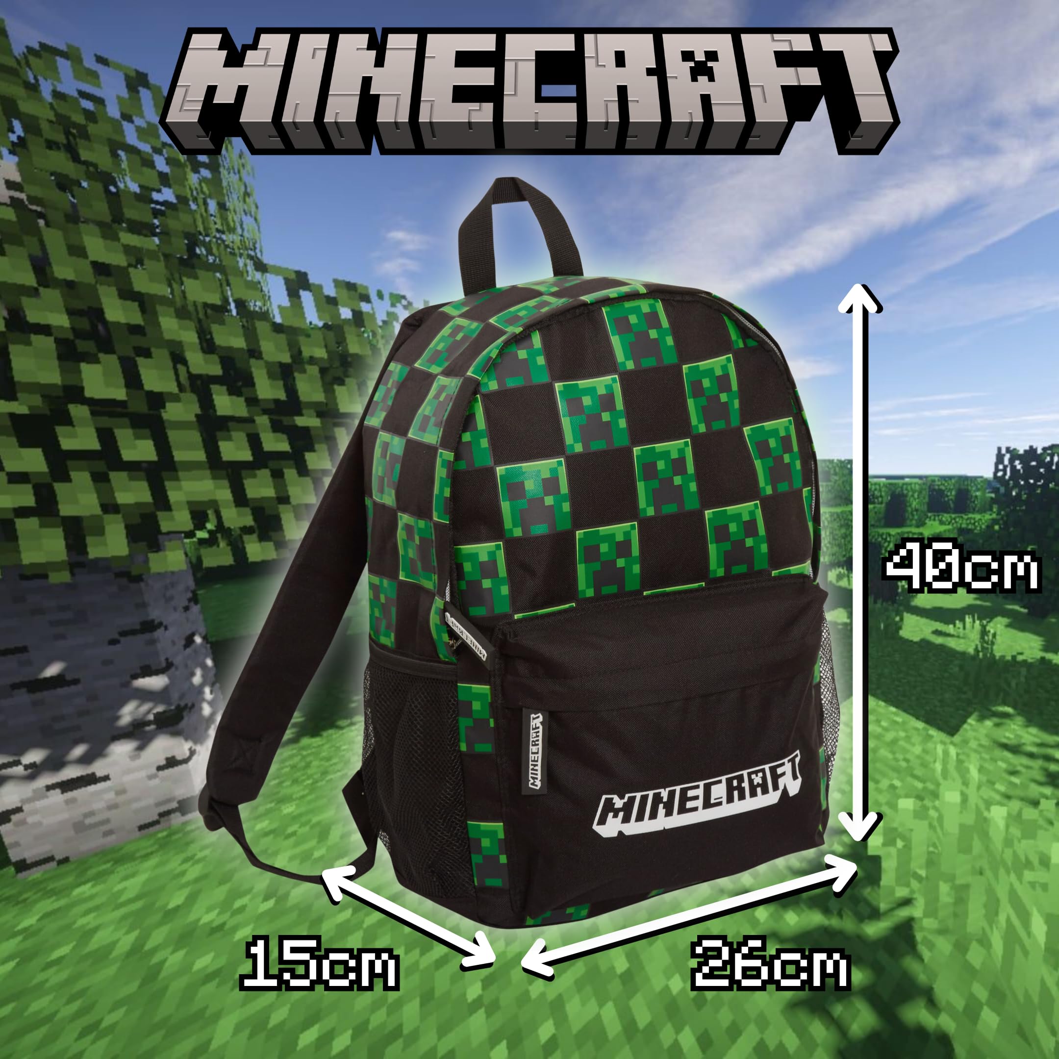 Minecraft Creeper Themed Gaming Backpack for Kids & Adults - Durable Laptop Backpack for School, Work & Travel - Perfect Gift for Gamers & Minecraft Fans
