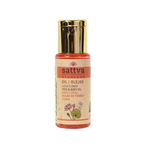 Sattva Ayurveda Lotus Flower Face & Body Oil - Organic, Natural Skincare for Hydration & Glow - Perfect for Daily Moisturizing & Massage Therapy