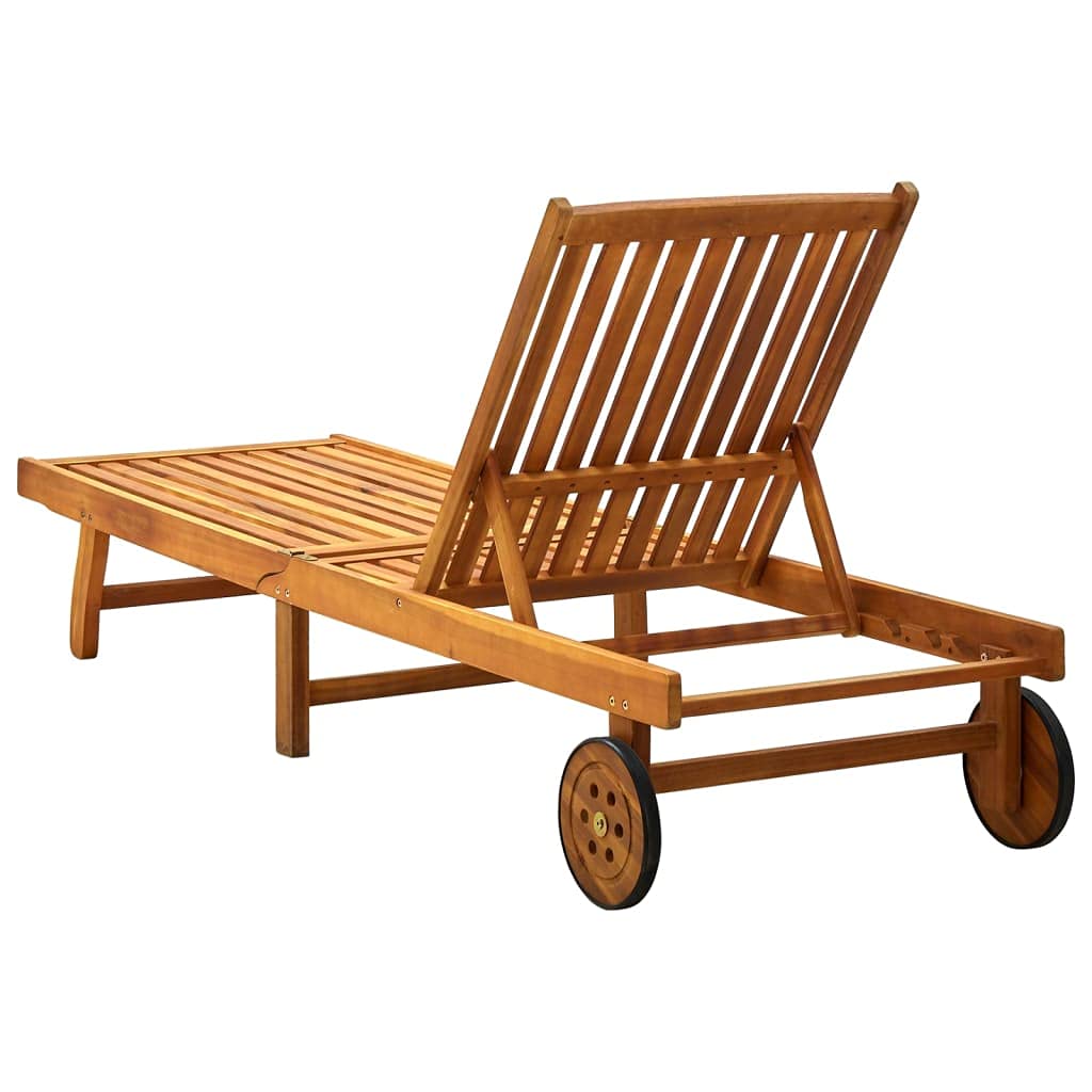 Premium Adjustable Sun Lounger - Solid Acacia Wood Outdoor Chaise Lounge Chair for Poolside, Deck & Backyard - Comfortable Garden & Pool Furniture with Reclining Backrest | Perfect for Relaxing, Sunbathing & Outdoor Lounging