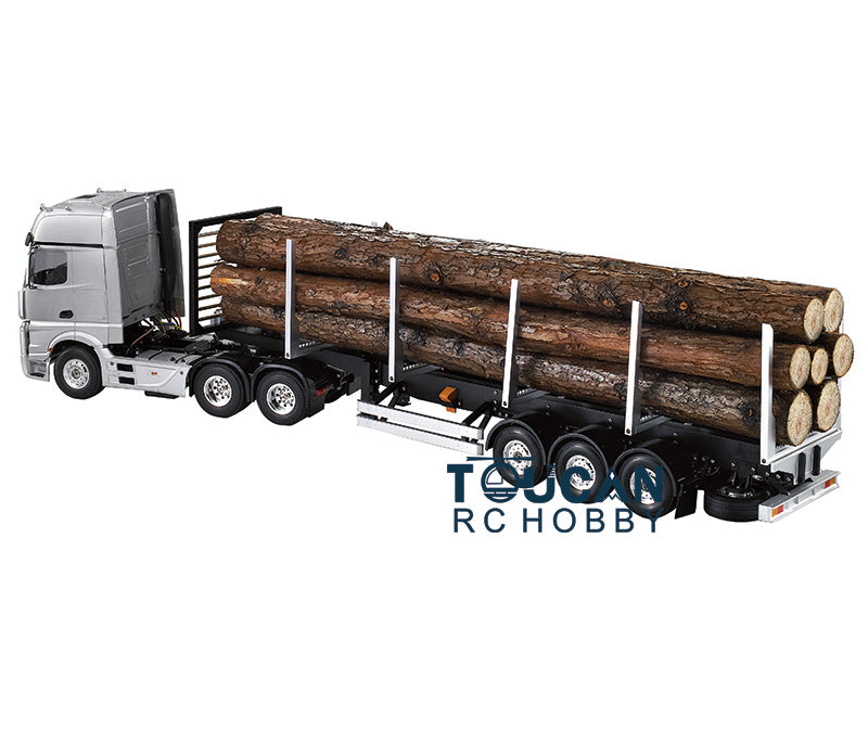 1:14 Scale 3-Axle RC Timber Truck Pole Tractor Flatbed Lorry Semi Trailer Kit - Remote Control Vehicle Model for Construction & Farm Scenes (US Stock)