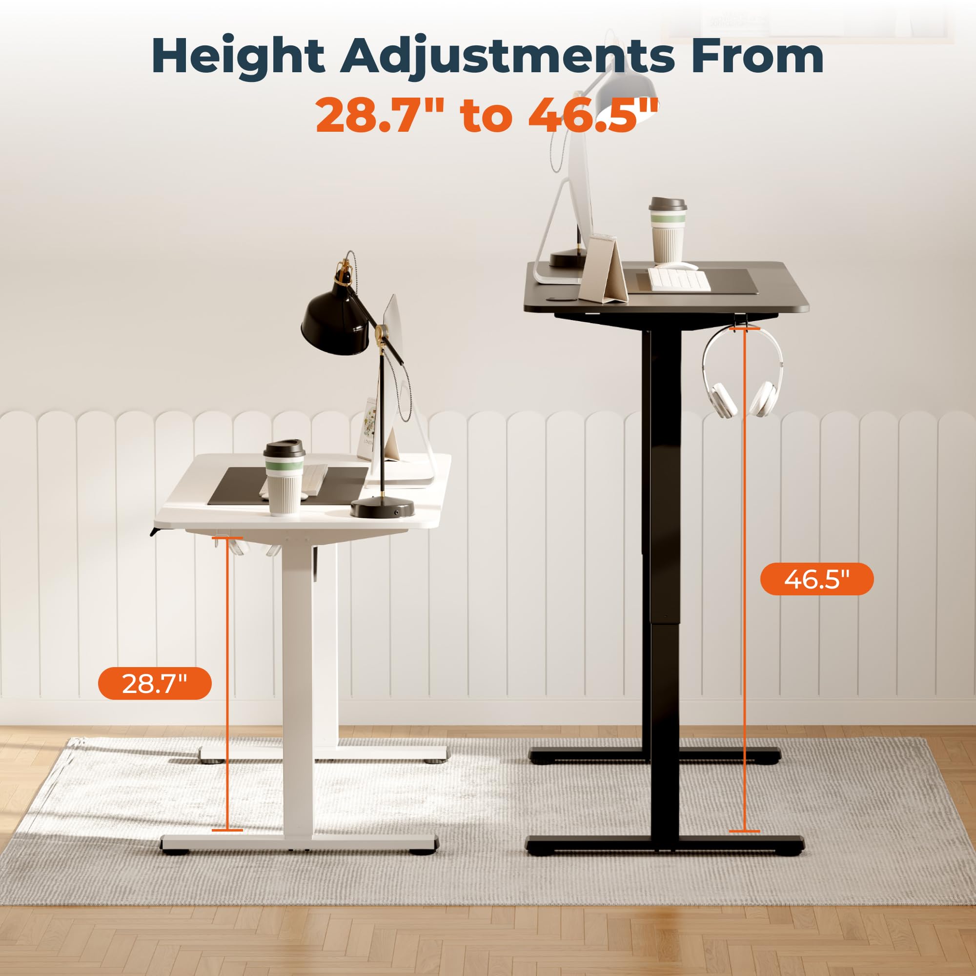 Adjustable Stand Up Desk - 40x24 Inches Memory Preset Height Adjustable Computer Workstation with Splice Black Top for Home Office & Remote Work | Ergonomic Standing Desk for Working from Home, Gaming & Study