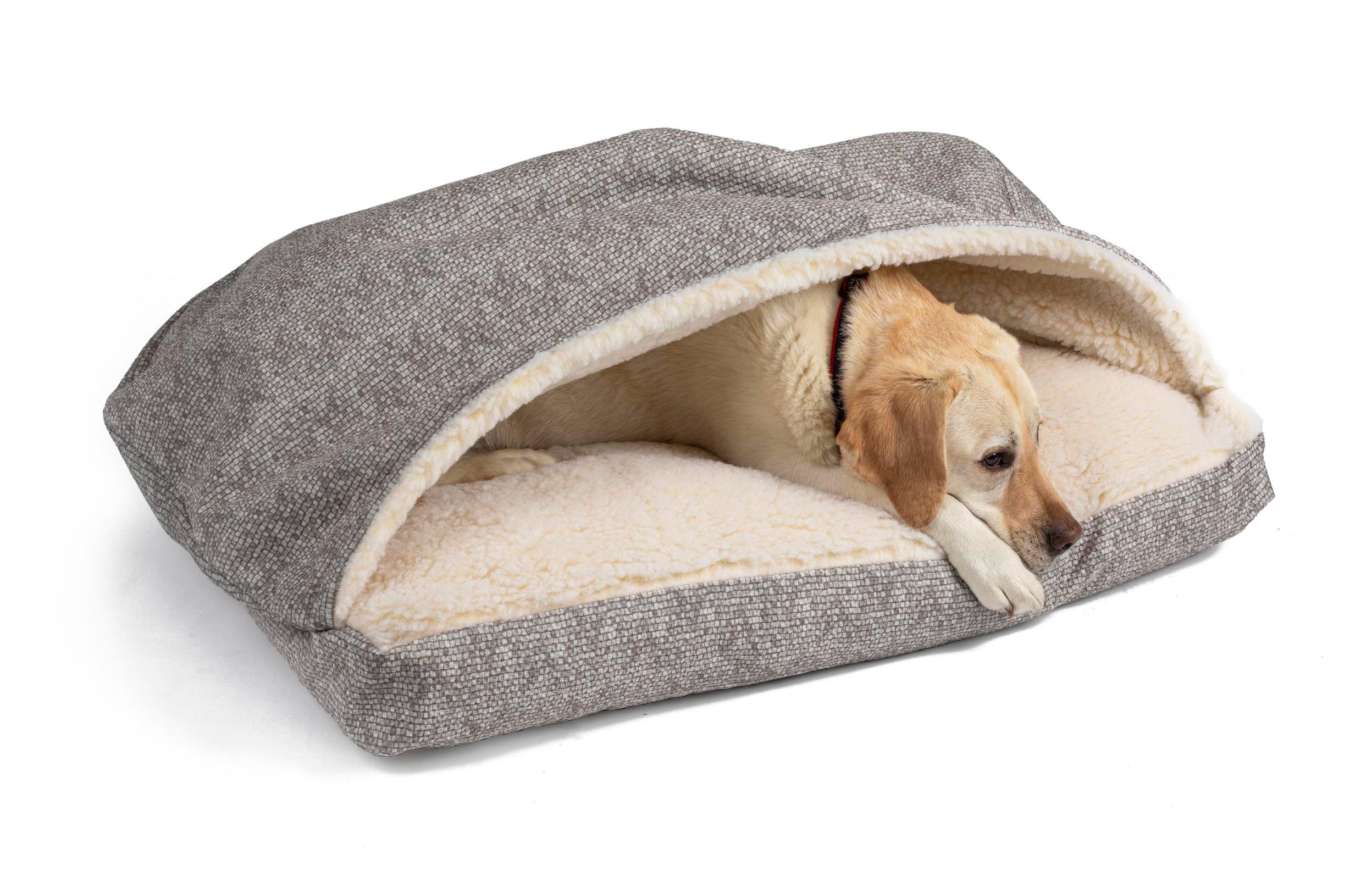 Luxury Cozy Cave Dog Bed for Small Dogs - Microsuede Rectangle Pet Bed with Removable Cover, Showdog Collection (Merlin Linen) - Perfect for Indoor Use, Crate Training & Small Breed Comfort