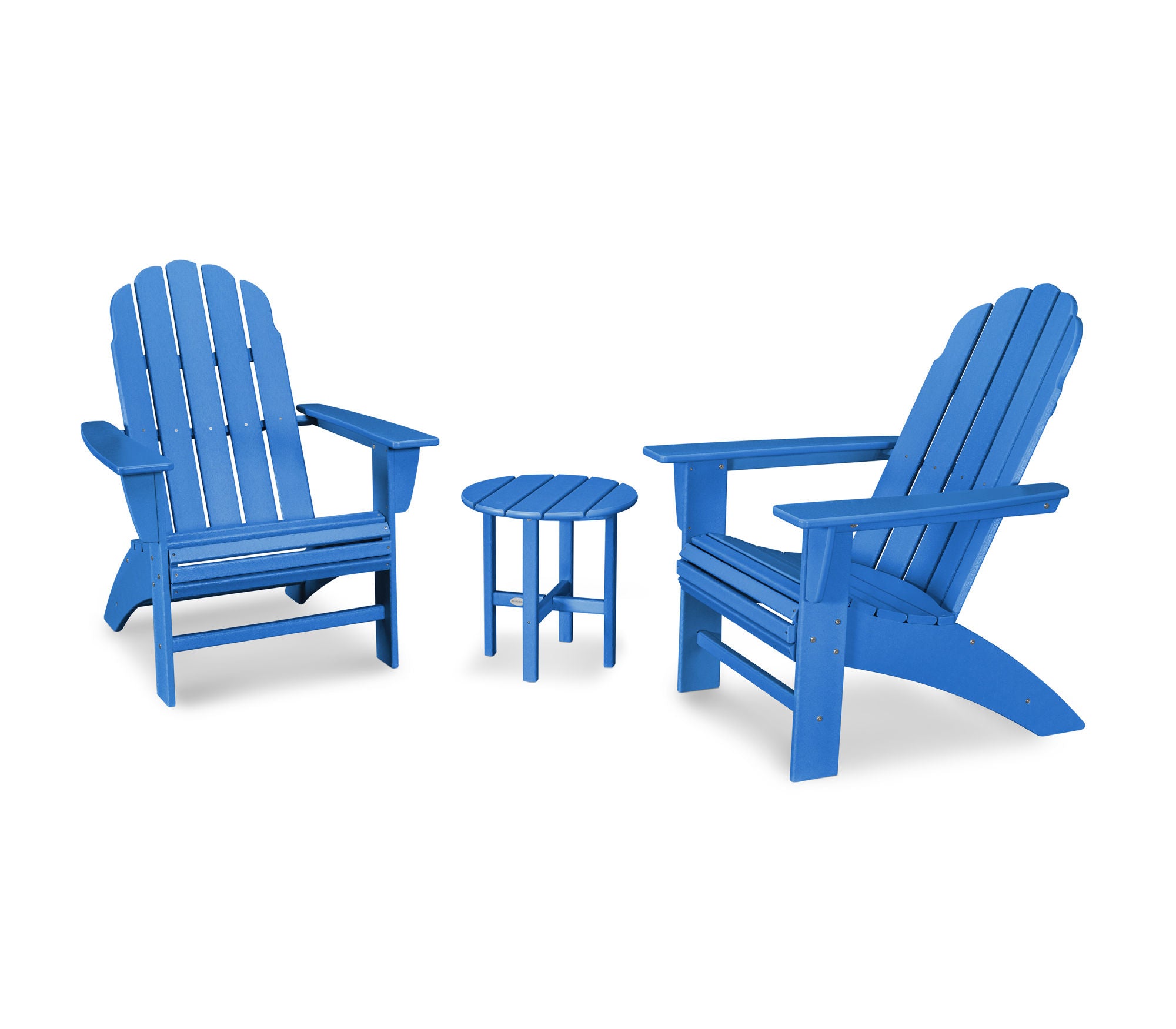 POLYWOOD Vineyard 3-Piece Curveback Adirondack Chair Set - Outdoor Patio Furniture for Garden, Poolside & Backyard Relaxation