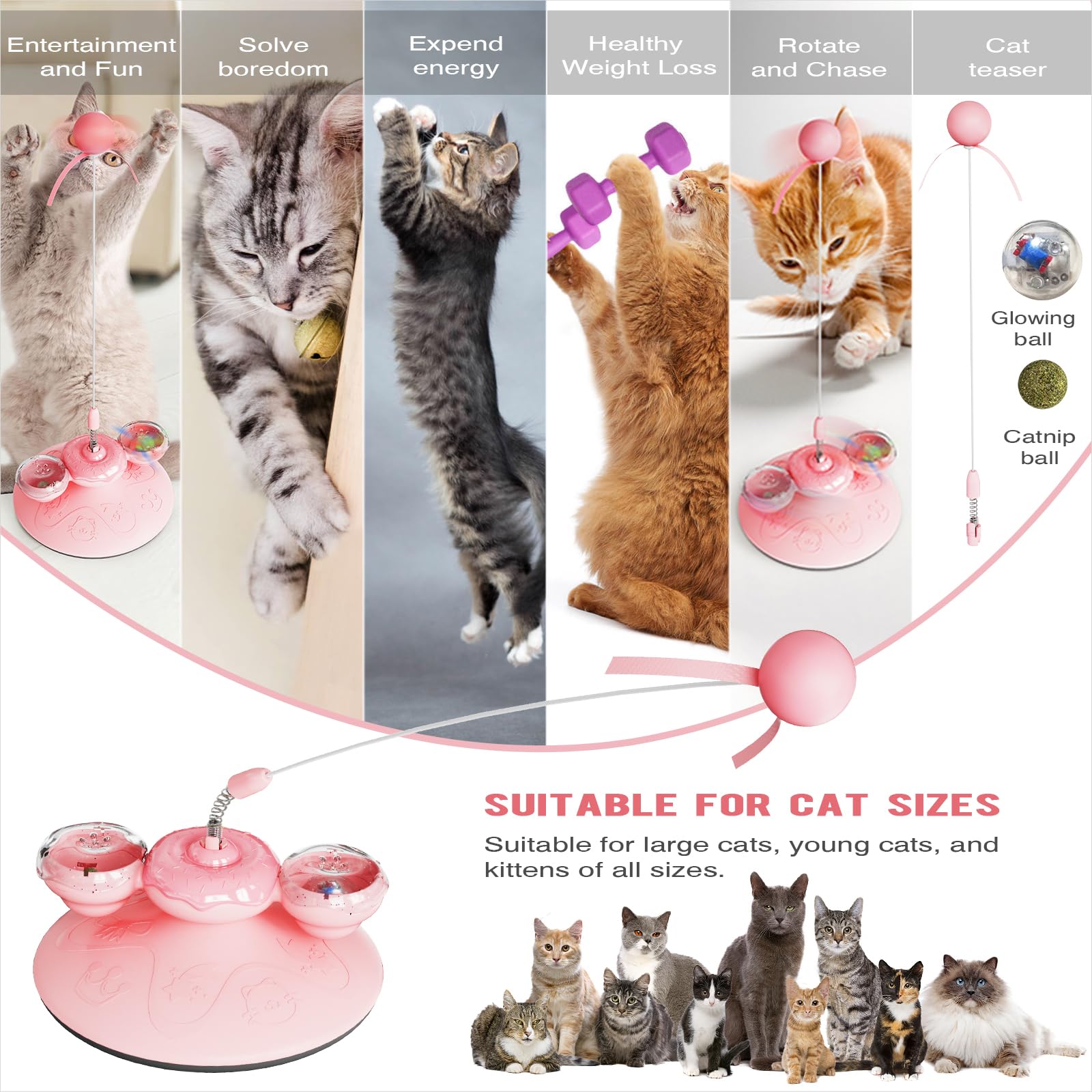 Interactive Windmill Cat Toys with Catnip - LED Light Ball Kitten Toys for Indoor Cats, Fun Exercise & Kicker Toys for All Breeds - Perfect Gift for Bored Cats | Playtime, Training & Stress Relief