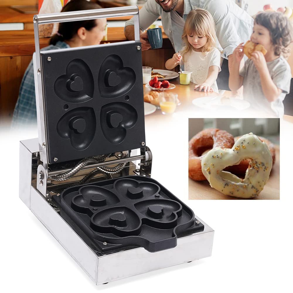 4PCS Heart-Shaped Donut Maker Set, Mini Electric Donut Baker Machine for Home & Commercial Use - Perfect for Kids Breakfast, DIY Snacks, Cafes & Bakeries (Heart Donut Maker for Parties, Gifts & Family Fun)